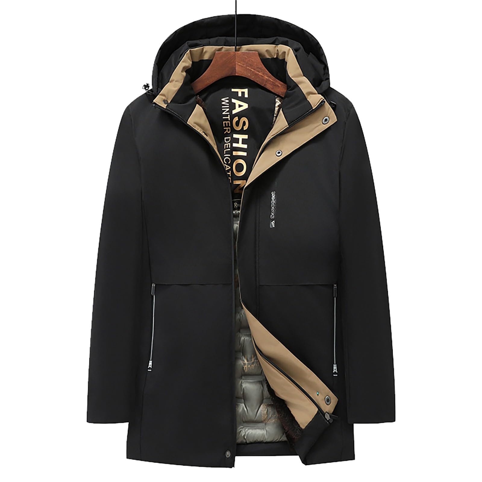 Giacche impermeabili da uomo UK Zip Up manica lunga con cappuccio cappotto