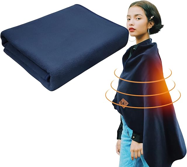 USB Electric Throw Heated Blanket, Wearable Heated Wrap for Body 5V USB Heating Pad for Shoulders Abdomen Leg Portable Blanket with 3 Temp Settings & Timer, 59in x 31.5in