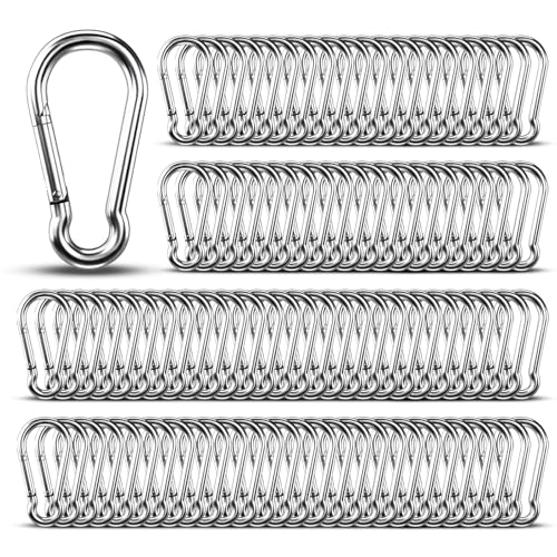 100pcs 1.57 inch Small 304 Stainless Steel Carabiner Clip Hooks Spring Snap