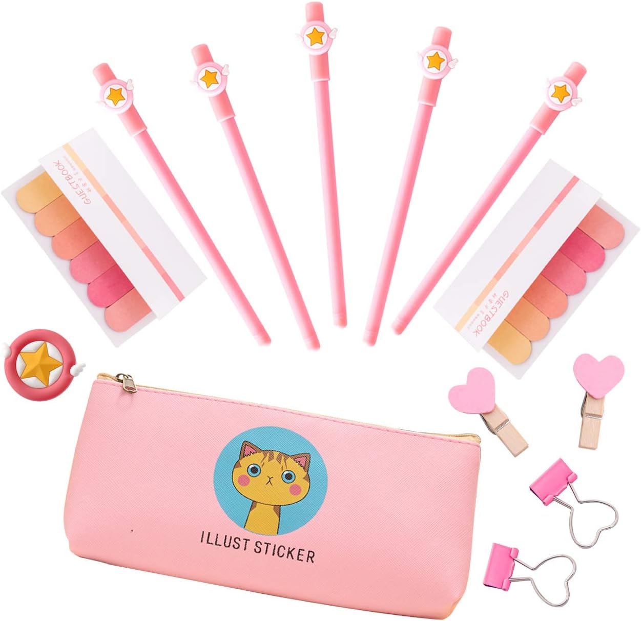 Amazon かわいい文房具セット 女の子用 かわいいペン ピンク ギフト ファンキー ブラック ボールペン ペン 0 38 学校 手書き用 ペン 文房具 オフィス用品