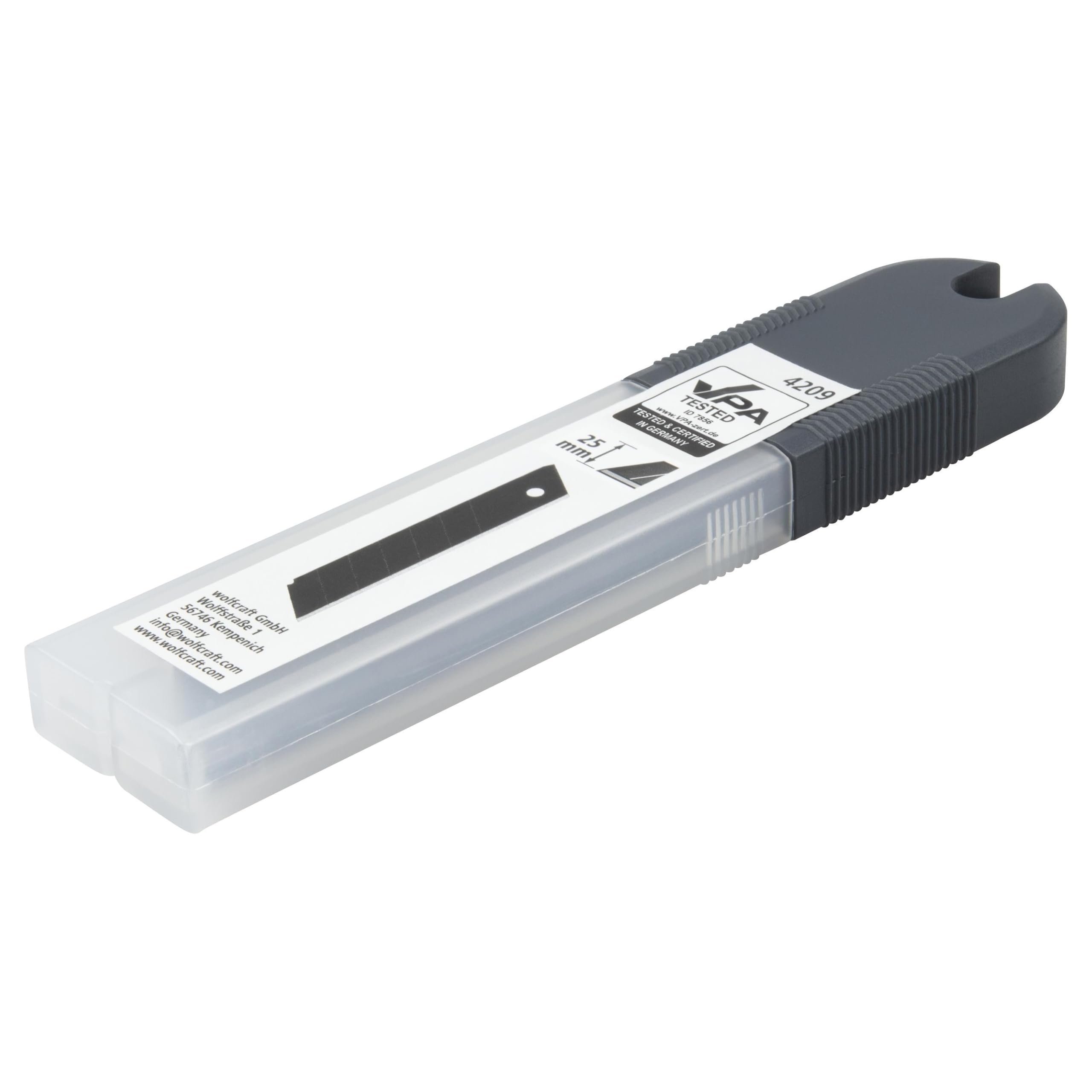 wolfcraft Pro SHARP nóż do odłamywania, 25 mm – 5 czarnych, bardzo ostrych noży do noży łamanych – 4209000