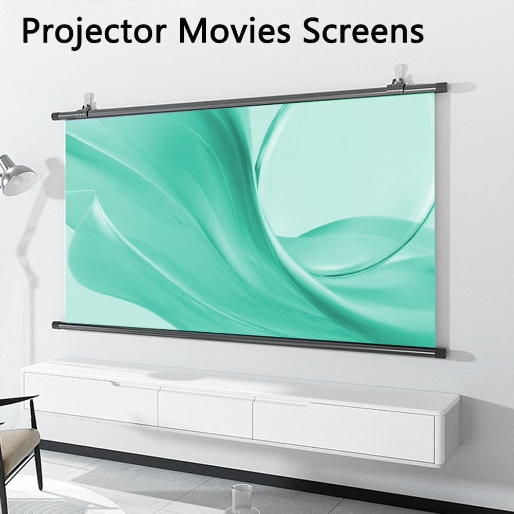 Schermo per Proiettore Estraibile, Schermo per Film da Parete 16:9 per Home Theater, Riunioni, Serate Cinema All'aperto in Giardino