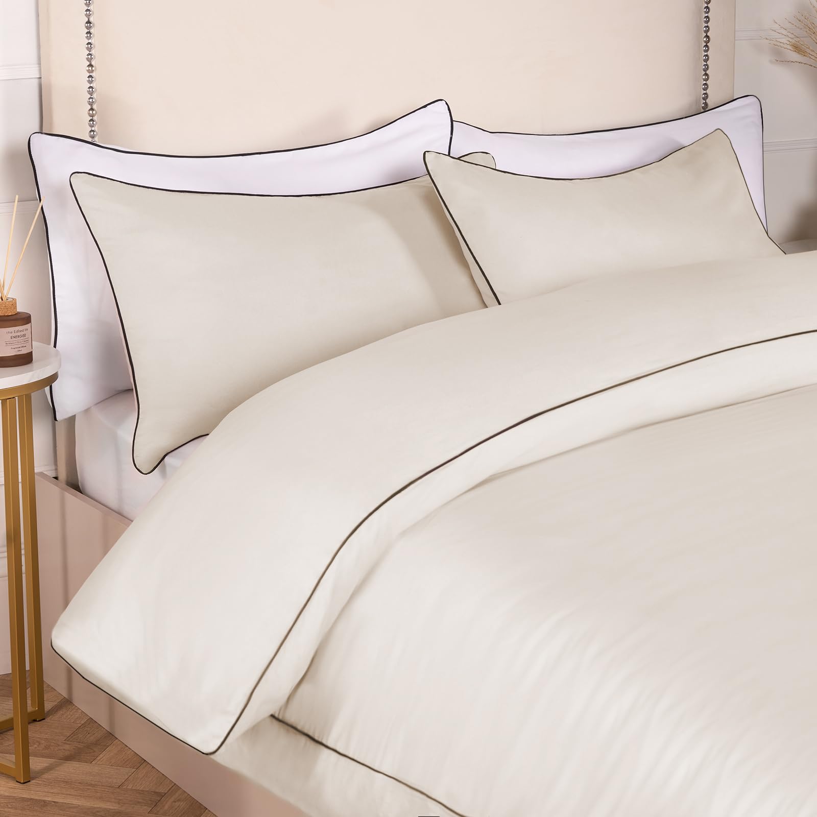 OHS Luxury Duvet Cover Set Piped Edge Soft Quilt Pillowcase BeddingDouble from B&Q