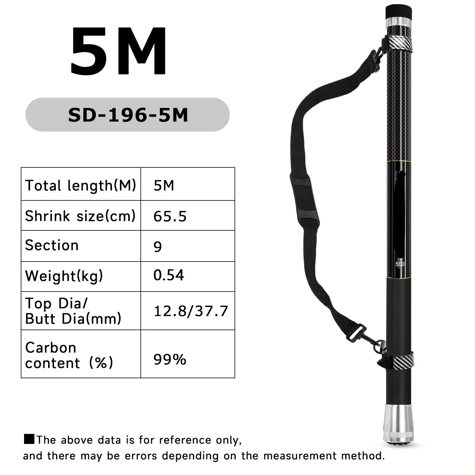 Kescherstab 5/6 m Teleskop Angeln Kescher Carbon Fiber Rod Tragbare Griff Angelgerät Ausrüstung Zubehör