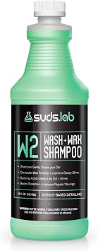 Suds Lab W2 Car Wash plus Wax Shampoo, Restores Shine & Protects, 32 oz.