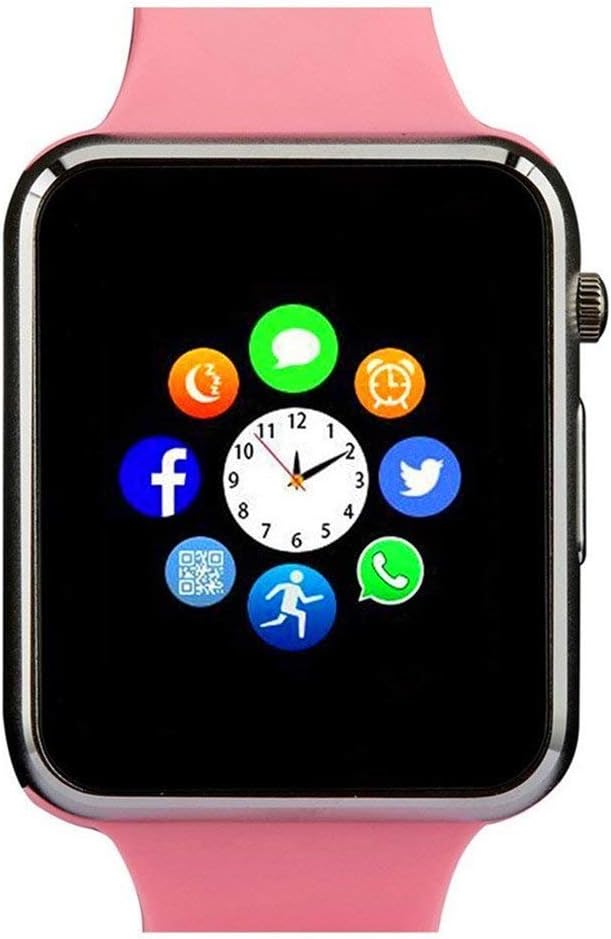 Qidoou Smart Watch Fitness Tracker,Samrtwatches Compatible Android iPhone Touch Screen Step Calorie Sleep Sedentary Monitor Waterproof Call Message Music with SIM SD Slots Men Women（Pink）