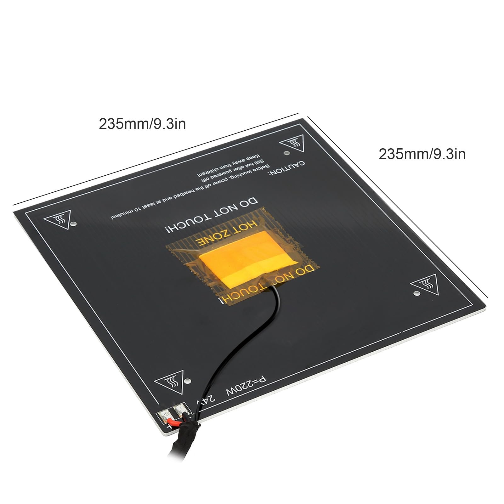Cama caliente de aluminio de Zenithaur para Ender 3, DC 24V 220W Camino de calefacción, cama de calefacción de impresora con cable de instalación para una fácil configuración