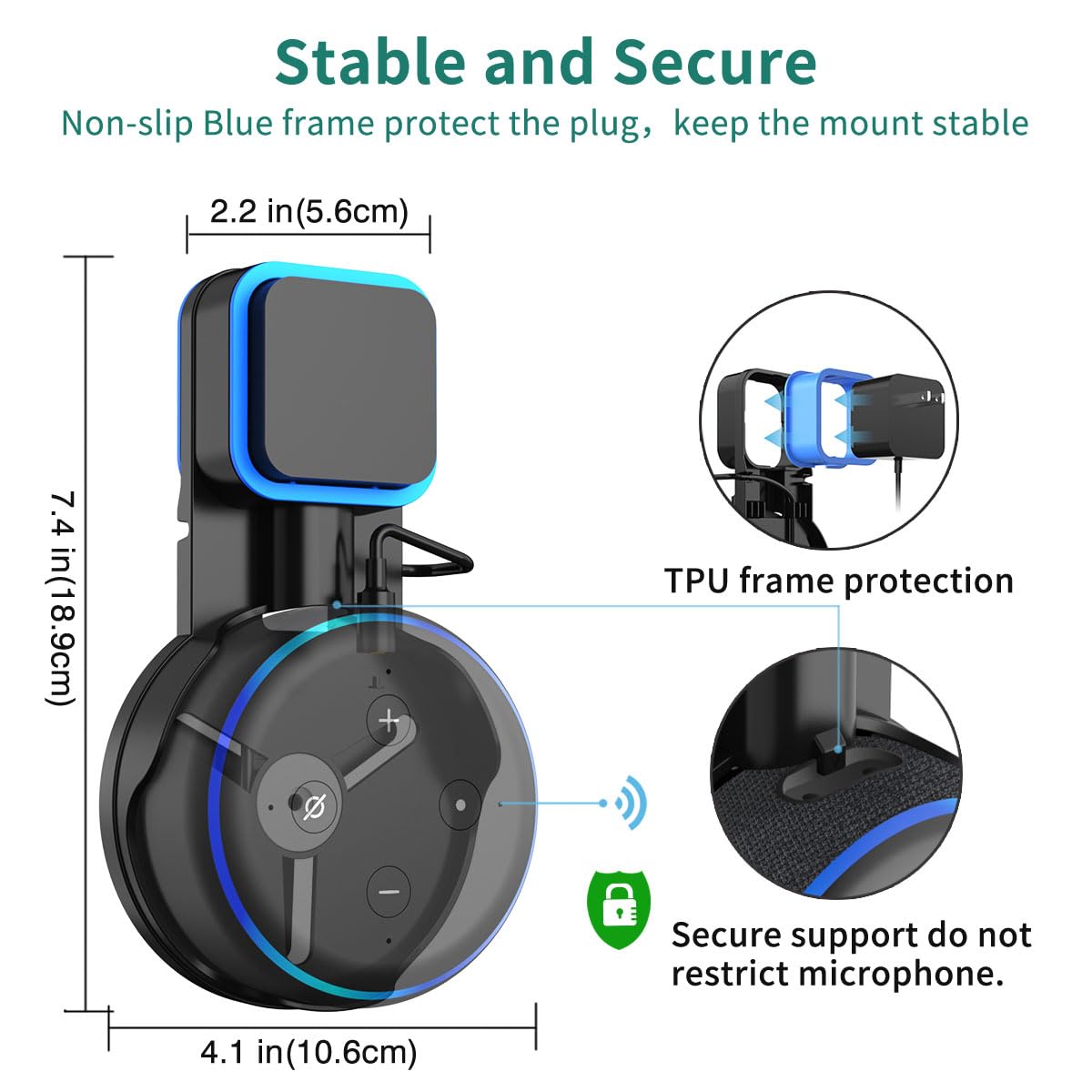 PlusAcc Dot 3a gen Supporto Stand Hanger per Google Home Mini 3 generazione, nero