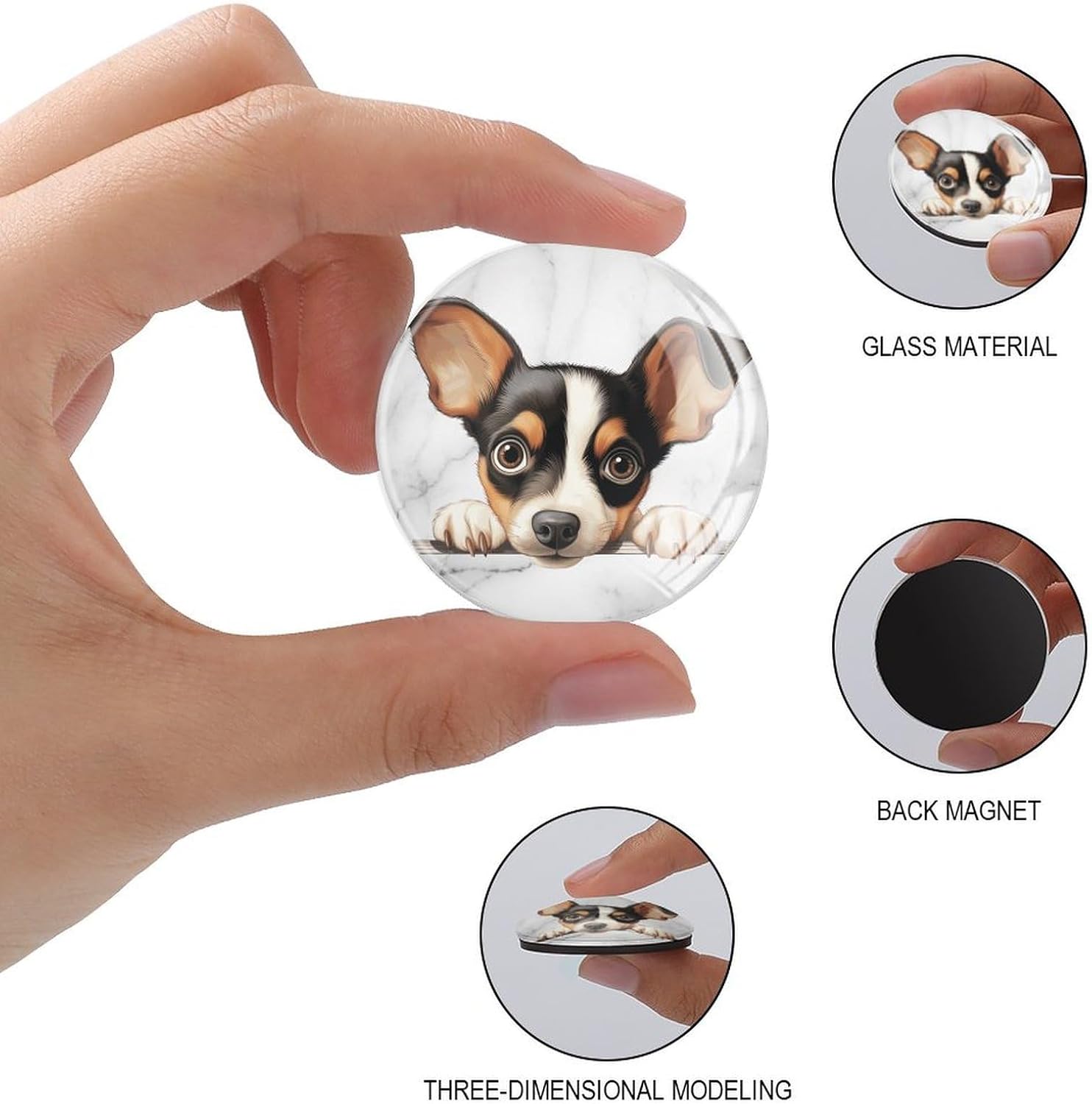 Toy Fox Terrier Dog Lying on The Floor Peeking Refrigerator Magnets Magnetic Whiteboard for Fridge Pet Lovers Glass Locker Magnets Decor for School Home Kitchen Office Teacher Family Friend