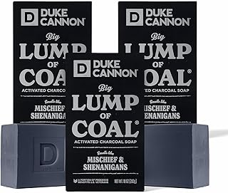Duke Cannon Supply Co. Big Lump of Coal Soap Bar for Men Holiday Edition (Bergamot & Black Pepper Scent) Superior Grade, Extra Large, Paraben-free, All Skin Types, 10 oz (3 Pack)