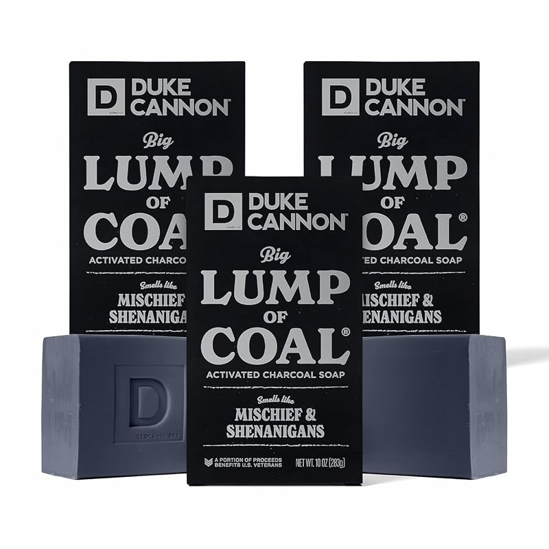 Sabonete em barra Duke Cannon Big Lump of Coal com carvão ativado e fragrância de bergamota e pimenta-preta — Pacote com 3