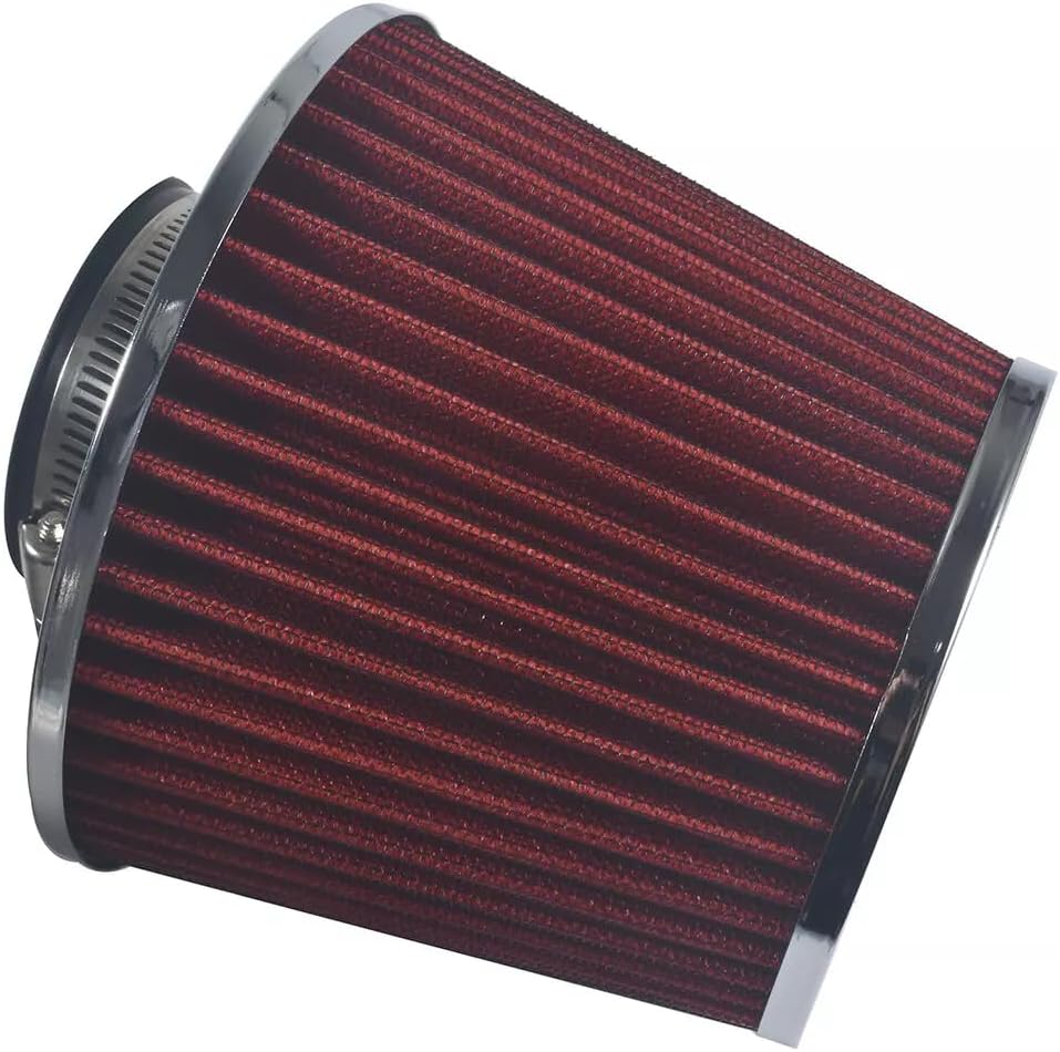 2.5" Inlet Cold Air Intake Cone Replacement Quality Filter Cone Dry Air Filter Turbo Application Universal Red