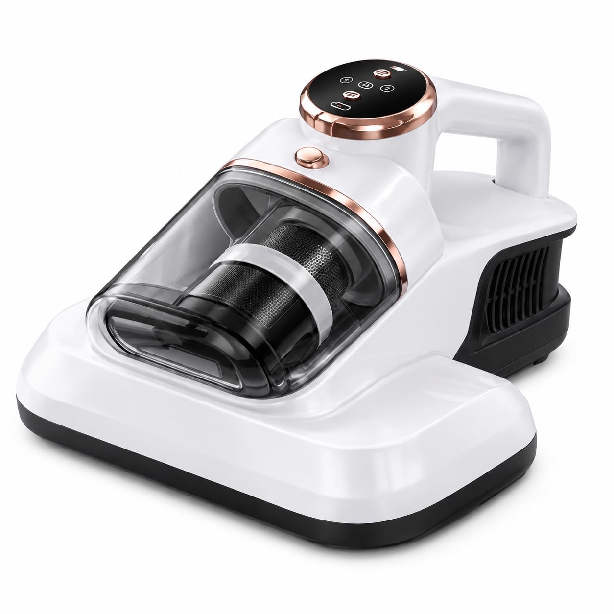 Aspirapolvere per Materassi e Tessuti, Aspiratore Portatile con Contenitore Trasparente e Filtro, Pulitore Compatto per Letto, Divano, Cuscini e Tessuti, Design Ergonomico