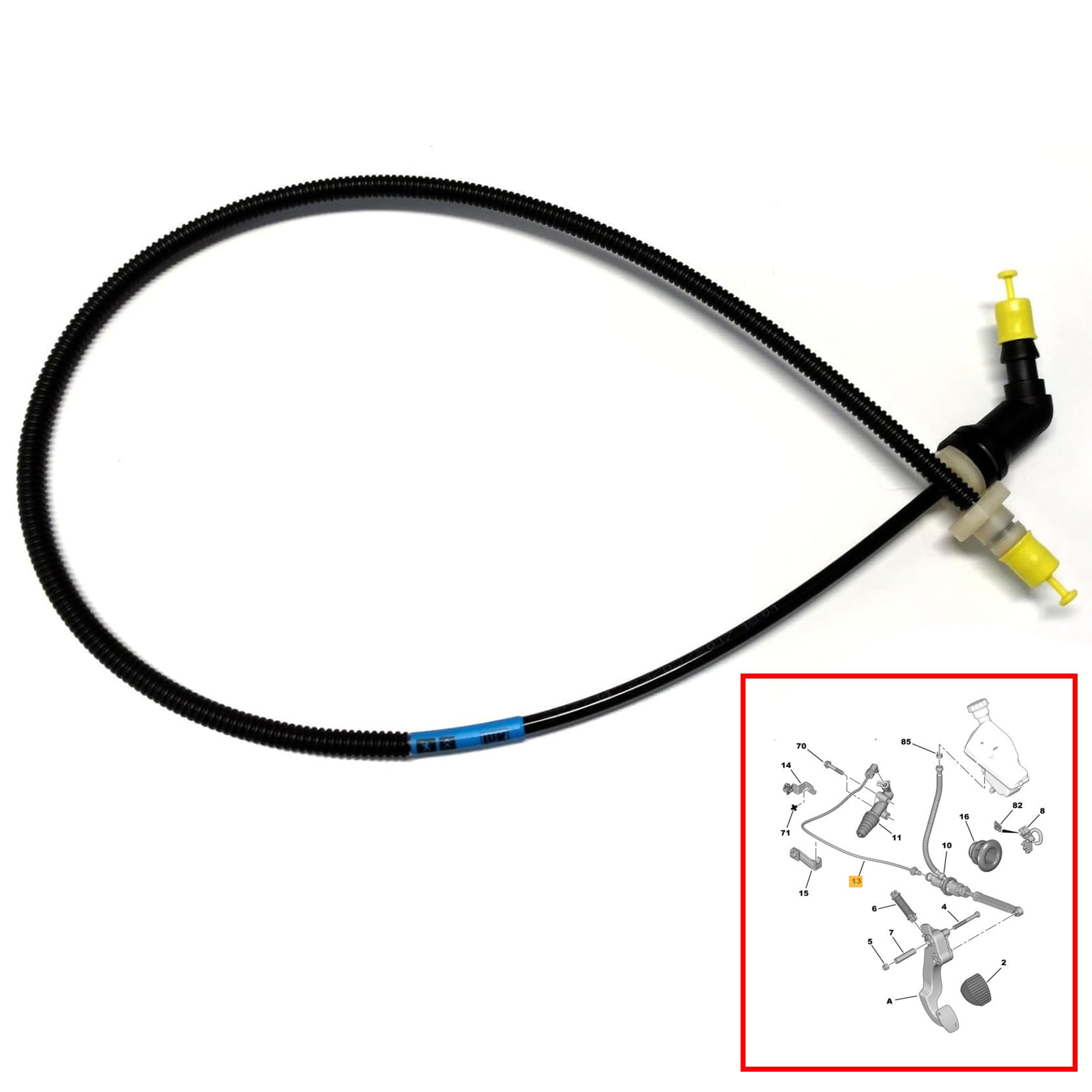 Partsline Tuyau de Commande de Débrayage compatible avec C3 II, C4 Cactus, C-Elysée, DS3, 2008, 207, 208, 301-2156S9 9678377780