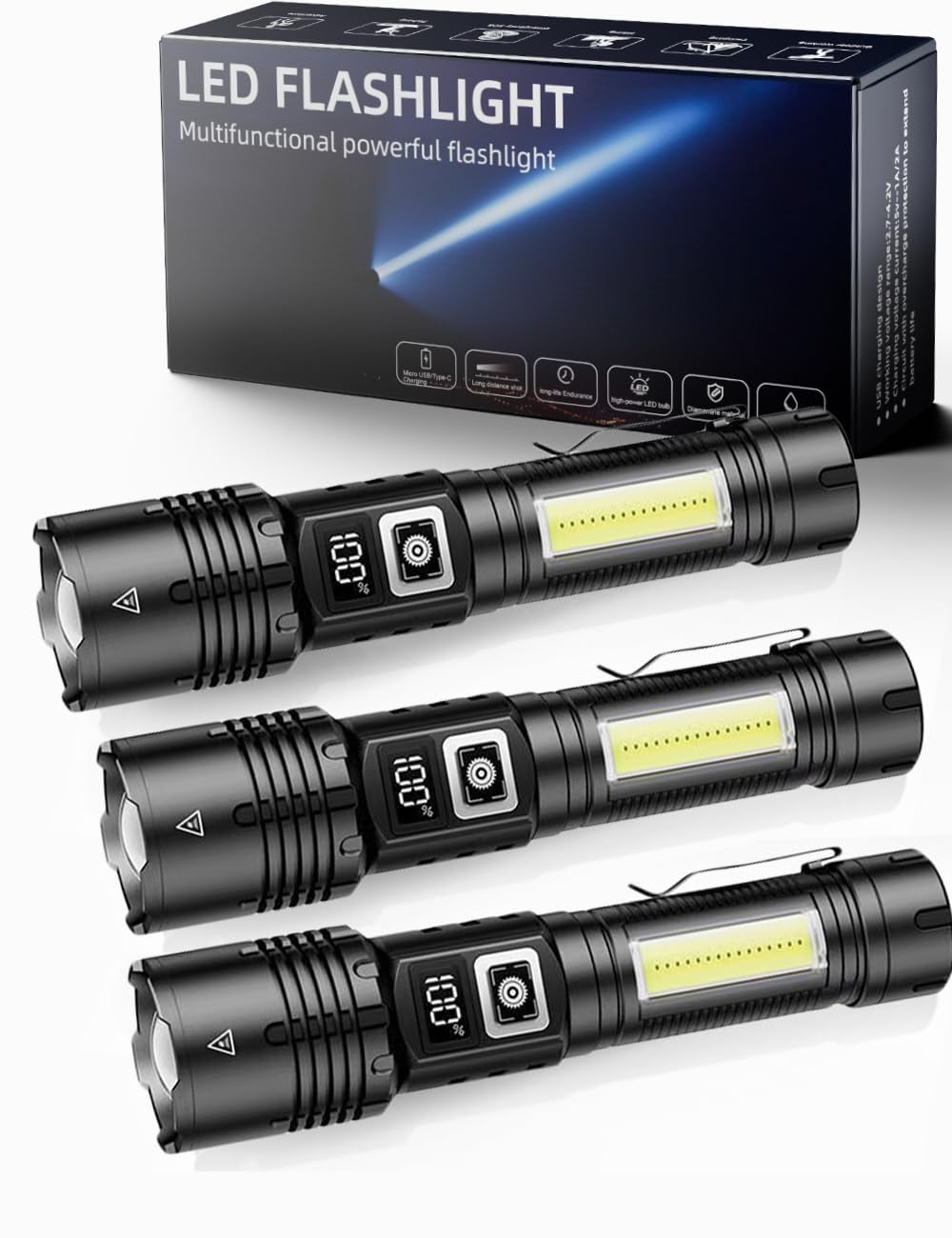 Amazon.co.jp: 懐中電灯 led 強力 軍用 最強 【2026新型2-in-1多機能