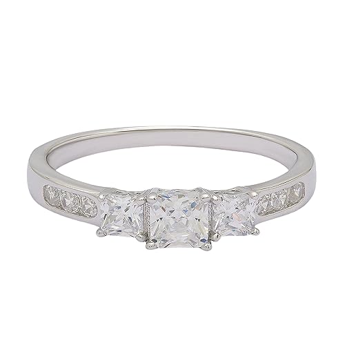 ANAYRA 3-Stone Pure Silver Rings For Women 6, 925 Silver Rings For Women, Birthday Gift For Women, Marriage Anniversary Gift For Wife, Pure Silver Ring, Birthday Gift For Sister