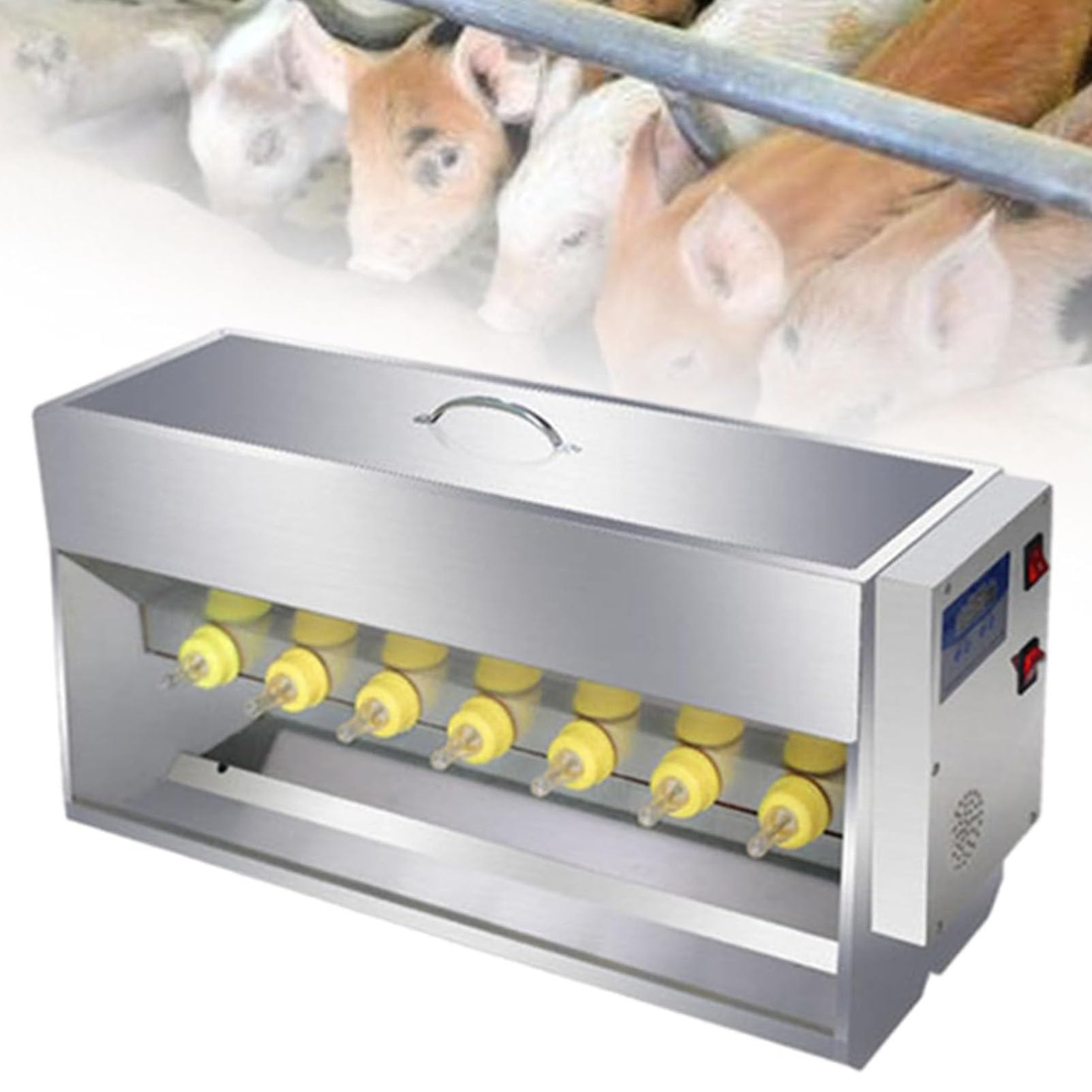 Alimentatore automatico del capezzolo per suinetti, corpo in acciaio inossidabile con controllo costante della temperatura e simulazione del suono, alimentazione simultanea per un mino di 14 giovani a