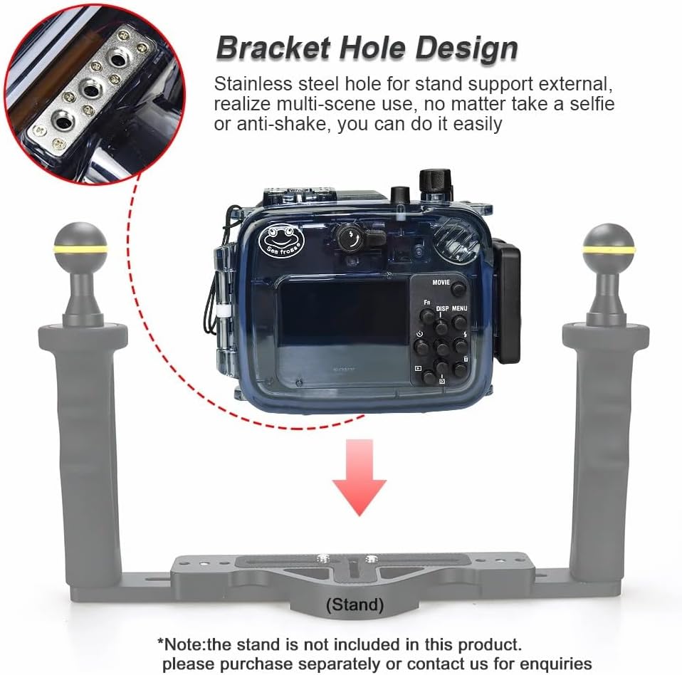 Sea Frogs Waterproof Camera Housing Compatible with Sony RX100 VI IPX8 40m/130ft Maximum Diving Depth Underwater Camera Case for Diving, Surfing, Rowing, Skiing