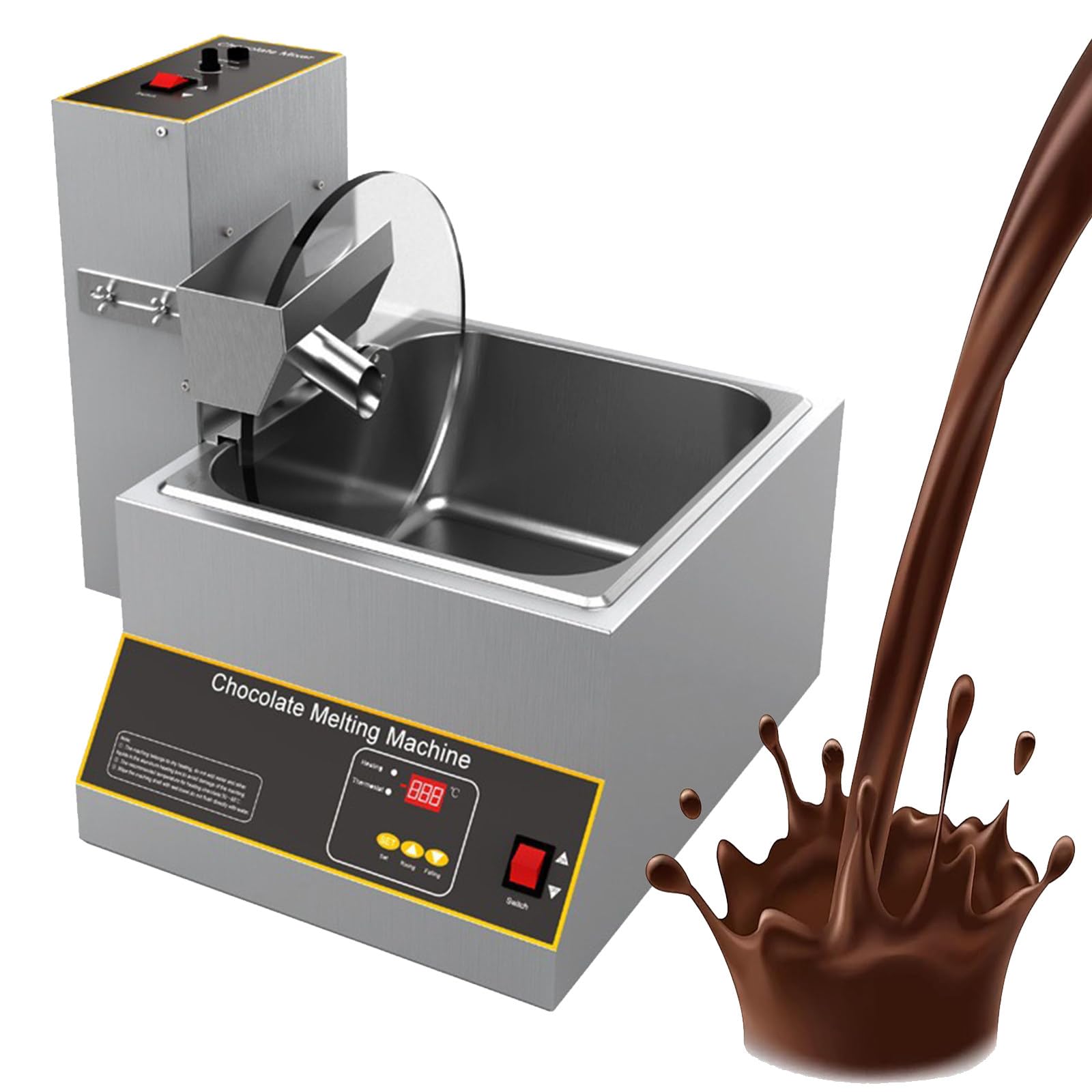 ASerZenith Chocolate Wheel Mixer Maker, With Melting Furnace,Commercial Chocolate Coating Moulding Melting Mixer Machine,2 Tank