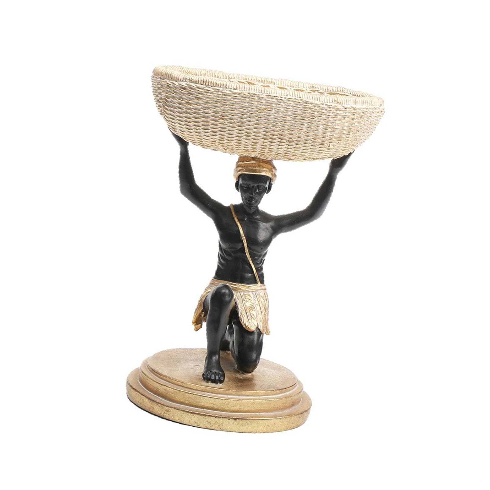 CUNZJIA Kneeling African Statue Home Decors with Storage Box Tribal Men Figurines Decorative Sculptures Ornament Home Decors