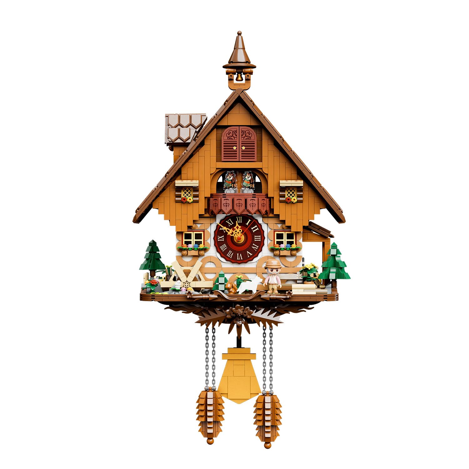 Photo 1 of PANTASY Cuckoo Clock Building Block Set-Vintage Chalet Design, Real Working Mechanical Wall Clock Model with Motorized Cuckoo, Rotating Stage, and Waterwheel-Perfect for Adult Builders and Home Décor