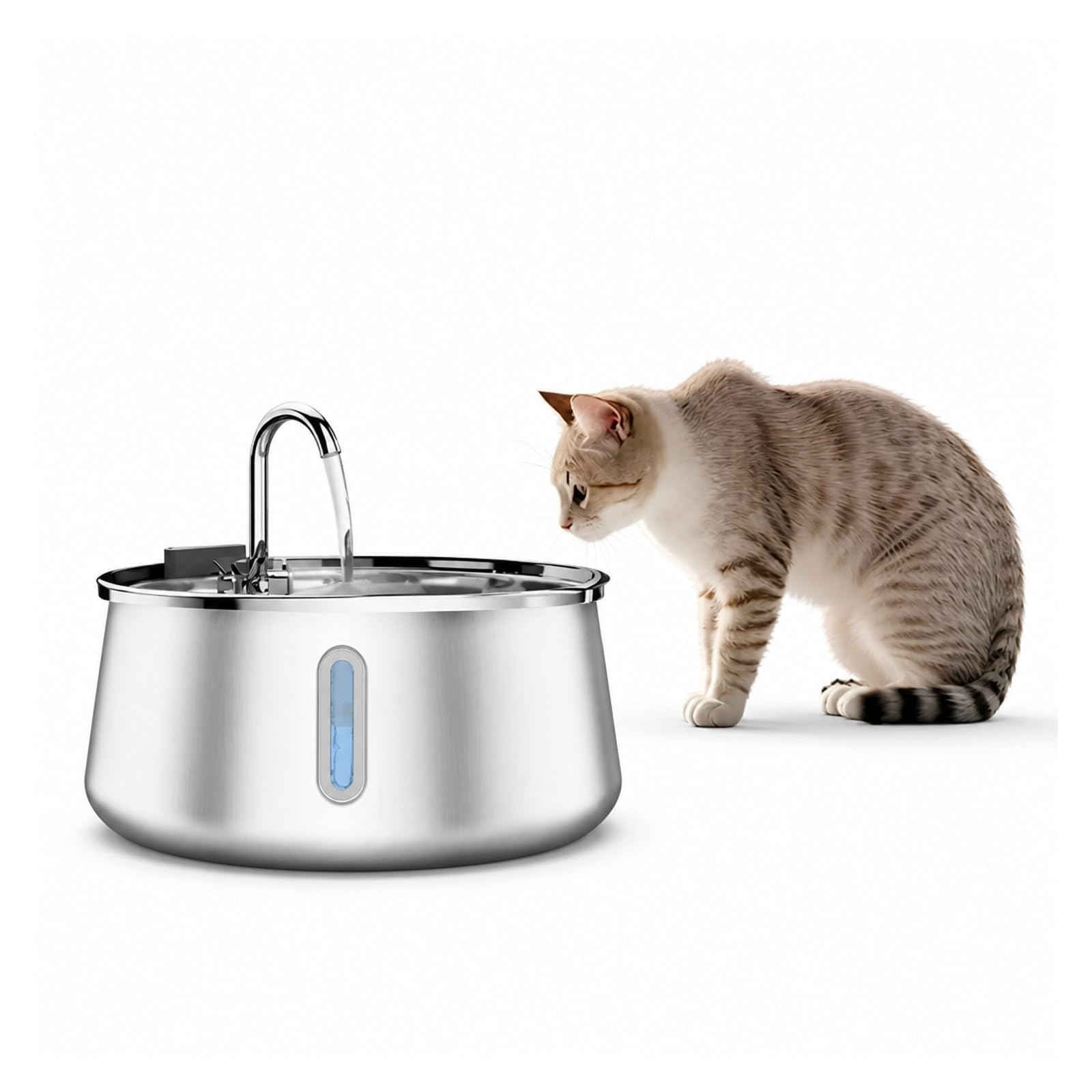 Fuente para Beber para Mascotas, Bebedero para Gatos De Acero Inoxidable 4L