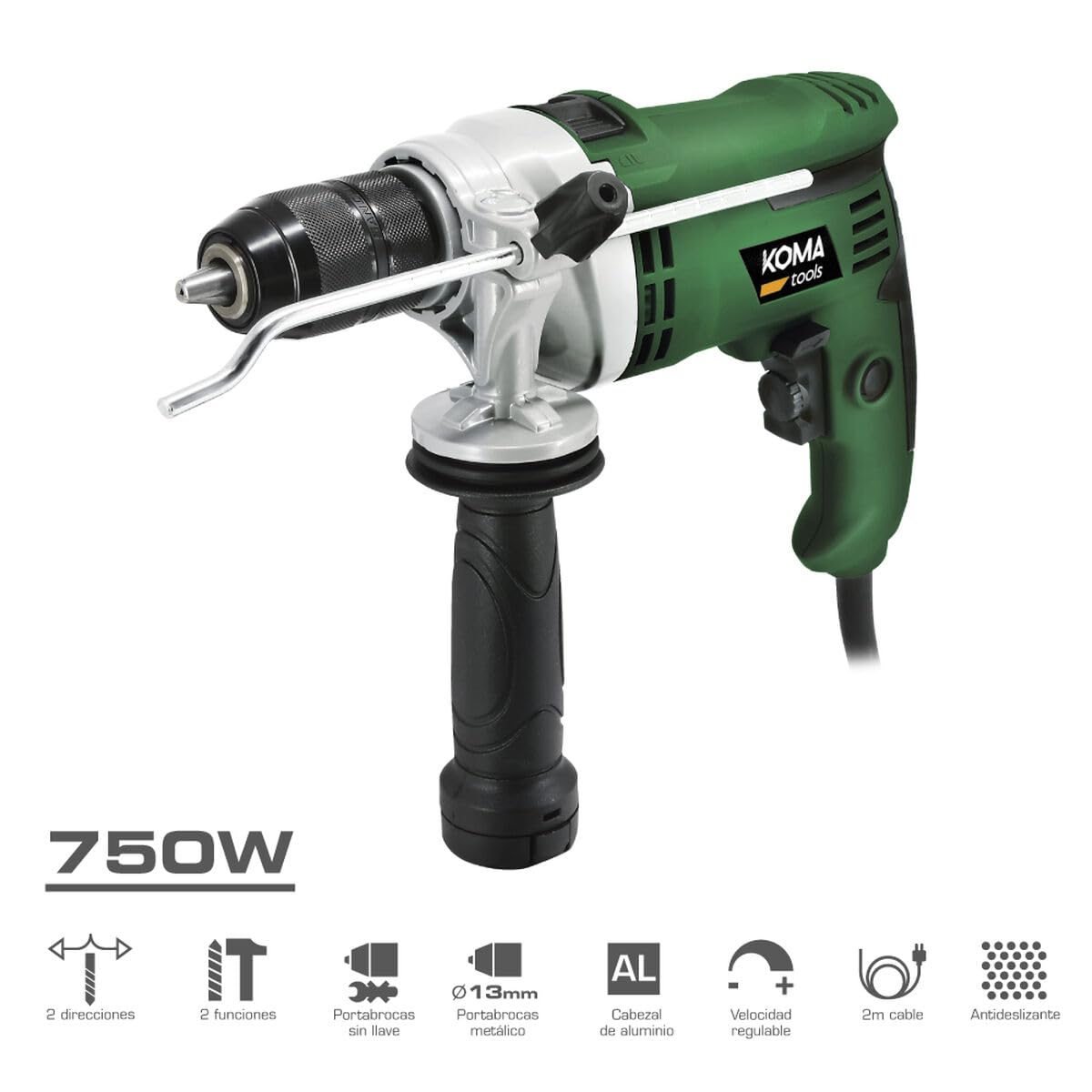 TALADRO PERCUTOR 750W 12x31,5x22cm KOMA TOOLS