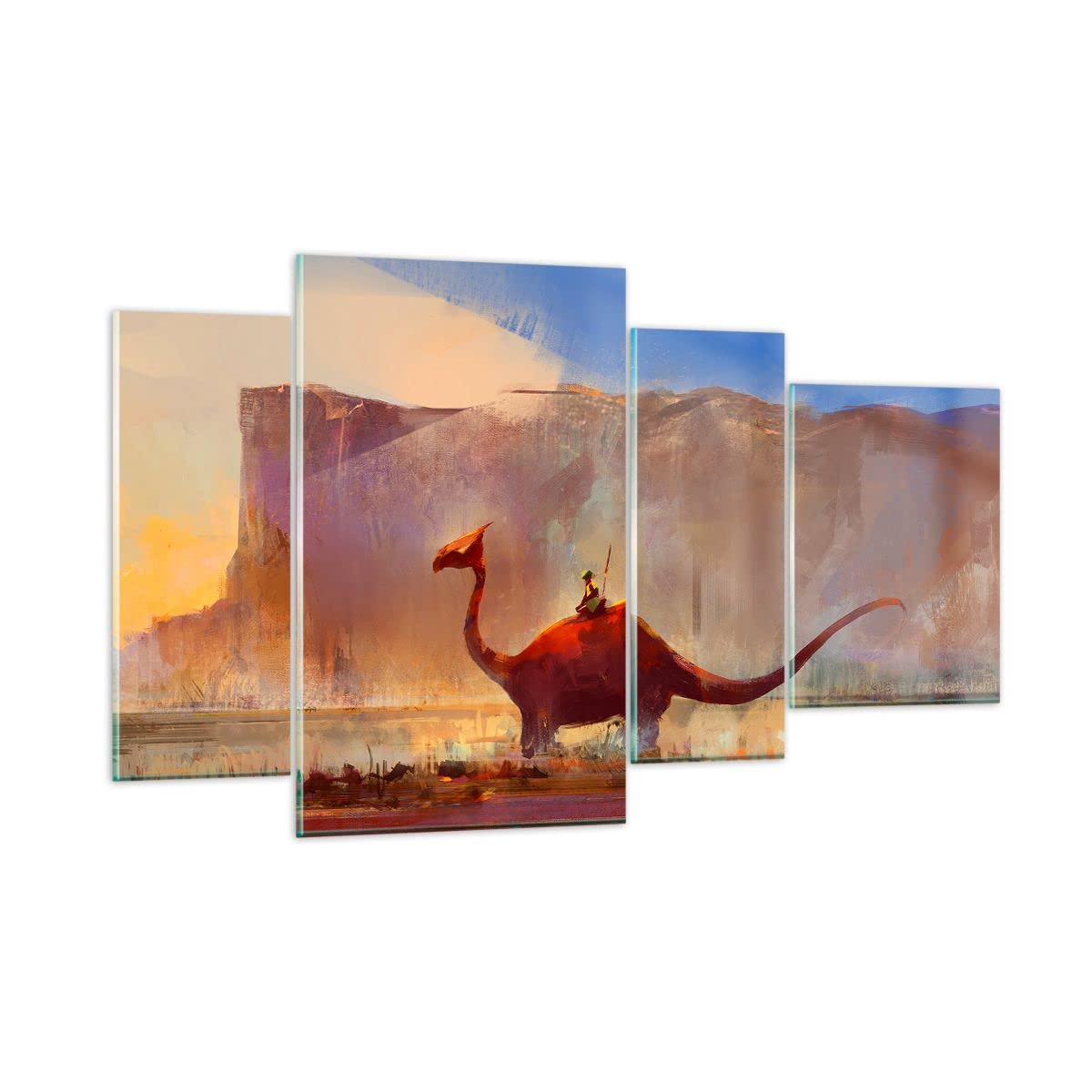Cuadro sobre Vidrio 120x70cm Moderno Tríptico Infantil Fantasy - 3932 | Imaginación Cuento de hadas Historia Cuadro Decorativo Arte mural Dormitorio Cuadros de Pared Impresión en Cristal ARTTOR