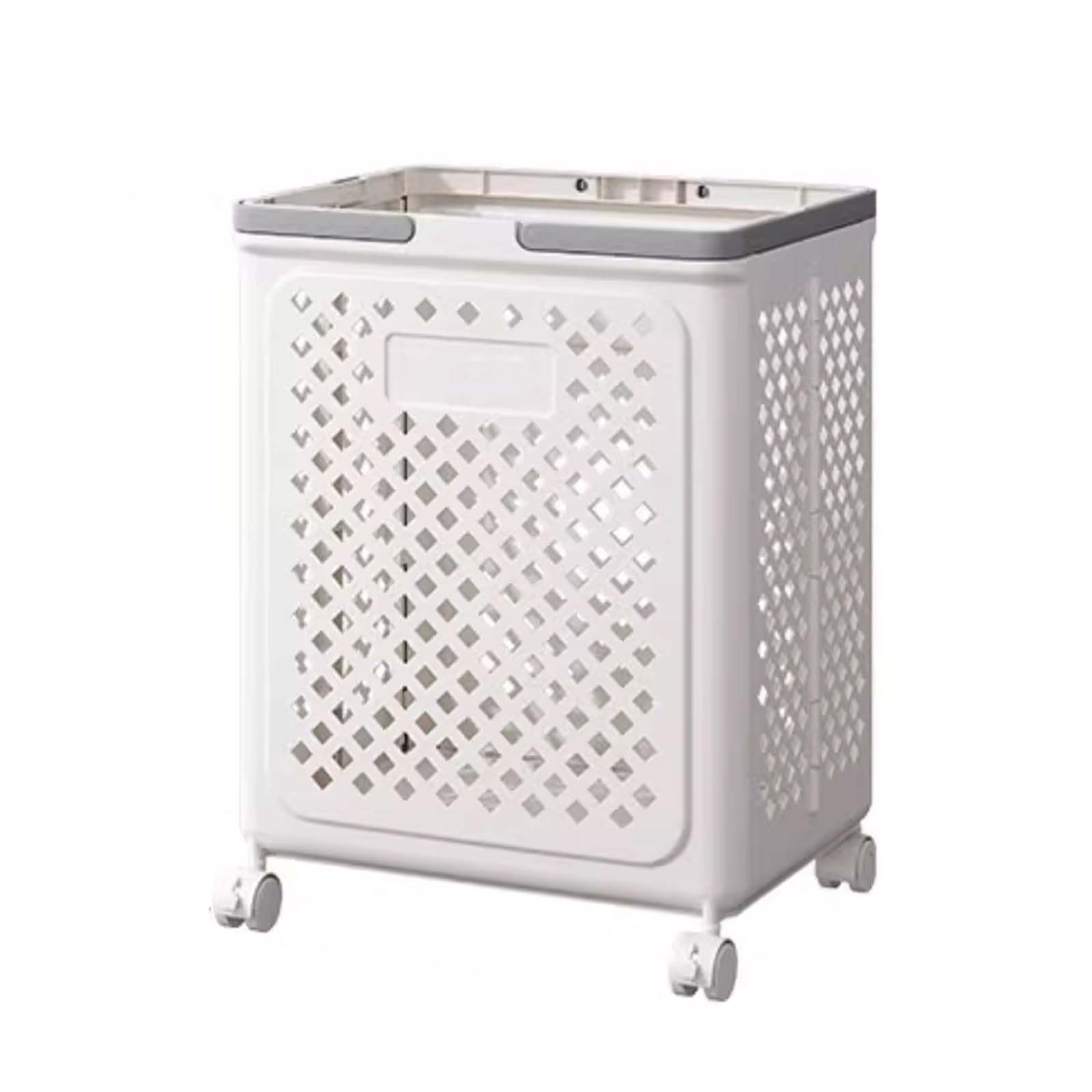 Cesto Portabiancheria Mobile, Grande Cesto Biancheria Pieghevole con Manici, Contenitore Portaoggetti per Lavanderia con Ruote per Lavanderia, Camera da Letto, Bagno(White)