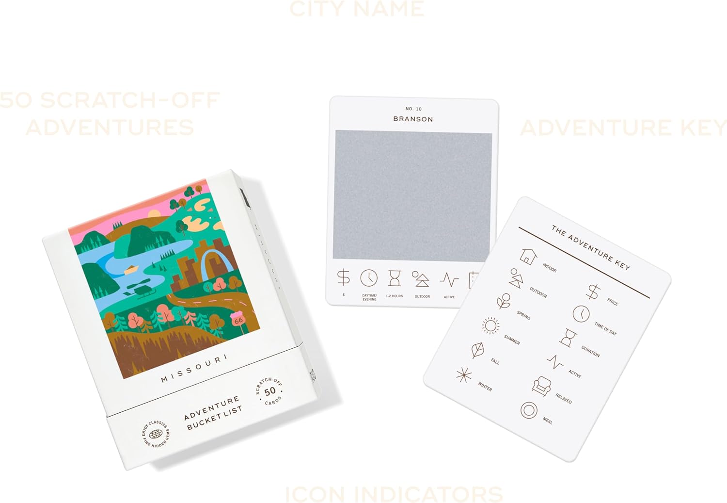 Missouri Adventure Bucket List - 50 Scratch-Off Cards Game for Exploring Missouri by Reach International Outfitters