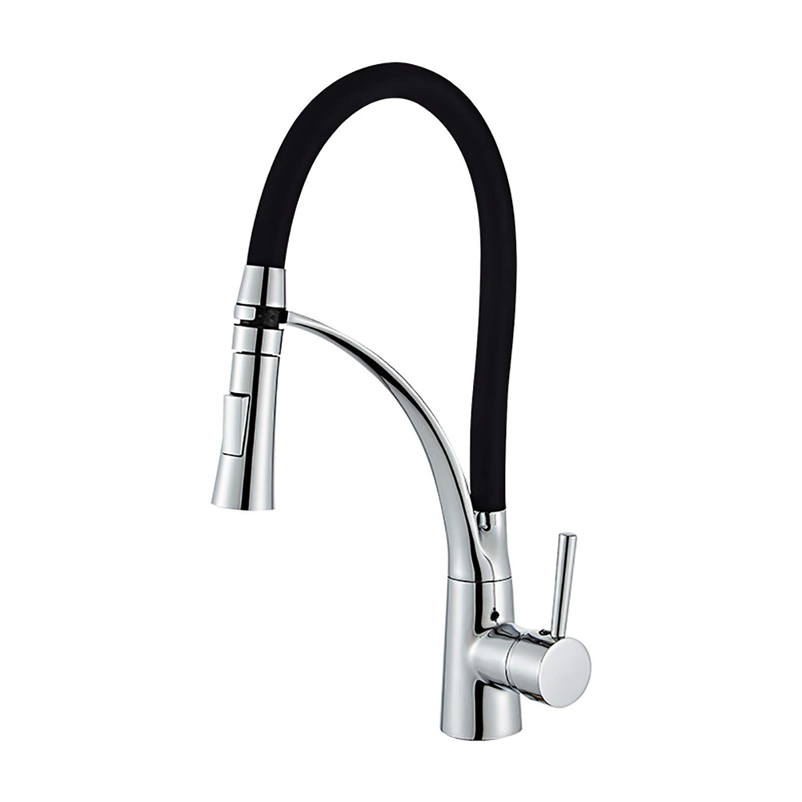 Grifería para Mezclador de Fregadero de Cocina 360 & deg; Grifo Giratorio Aireador Grifo de Ahorro de Agua Rociador abatible de una Sola Palanca con Manguera de Silicona Negra Grif