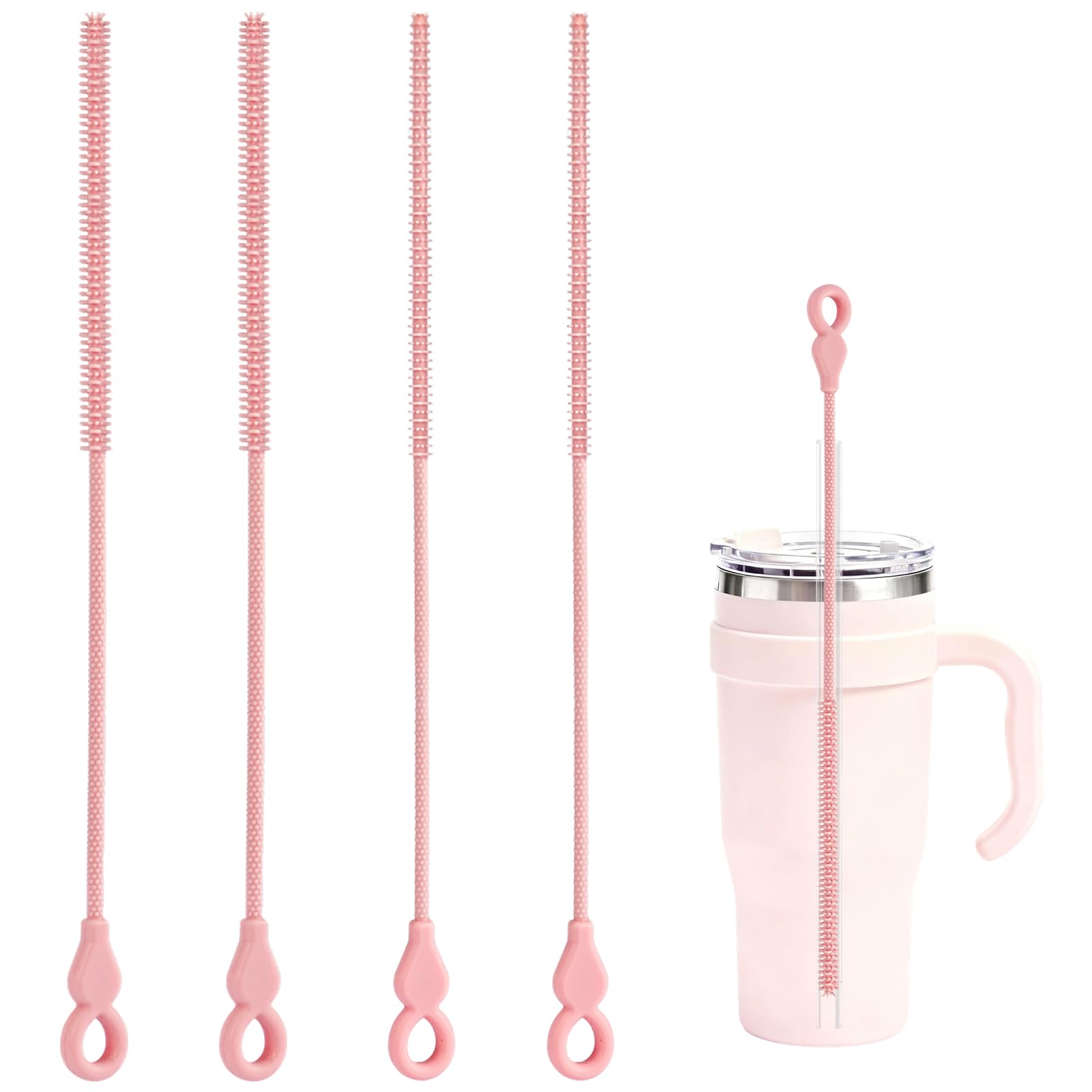 MZHJYWJW Silicone Straw Cleaner Brush,4 Pcs Straw Brush Cleaners