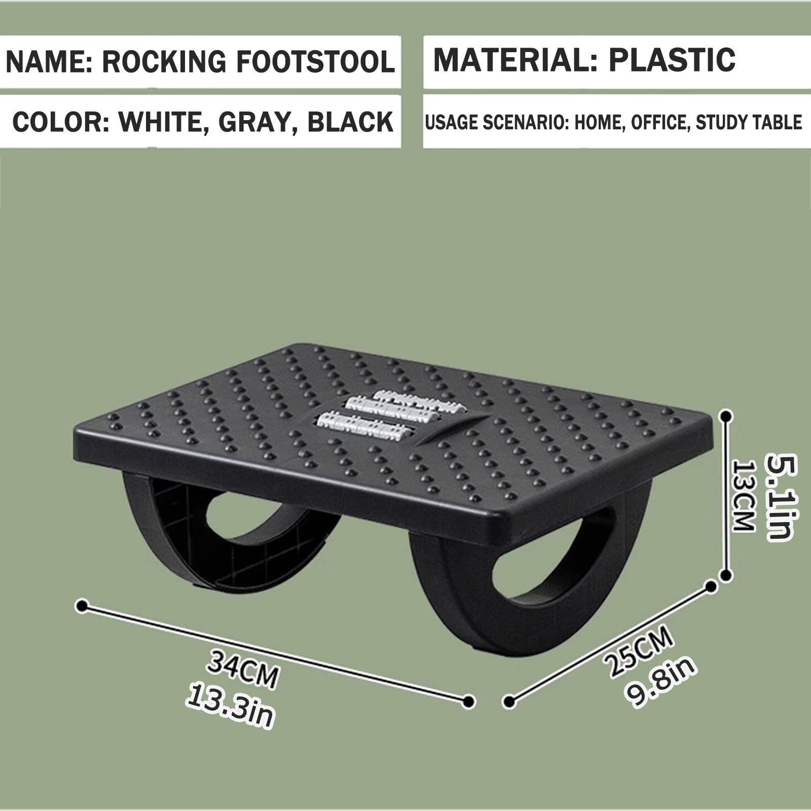 One Step Stool ，Sturdy，Sturdy Step Stool，Strong Load-Bearing Capacity, Roller Massage, Non-Slip Foot Pad, Suitable for Multiple Scenarios(Black)