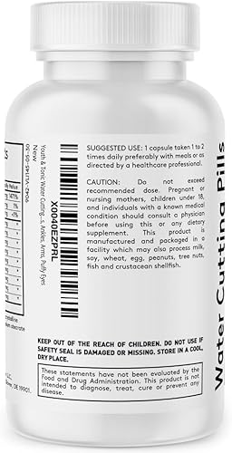 Miniatura 6 de Youth & Tonic Píldoras de corte de agua, complejo diurético natural para ganancia temporal de agua, hinchazón, retención de líquidos, hinchazón,