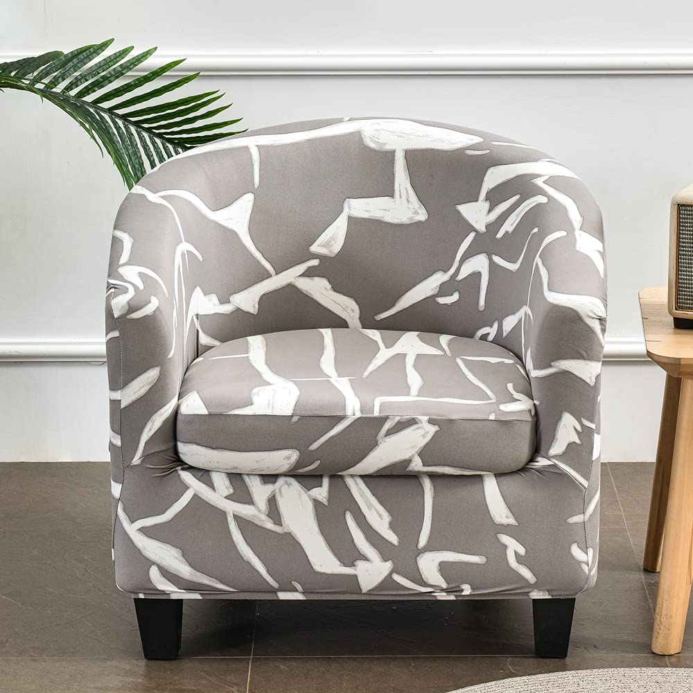 Highdi Grey Storm 2 Piece Tub Chair Cover For Armchair, Modern Minimalist Slipcovers Cushion Cover Stretch Dust Proof Removable Washable Furniture Protector Covers For Club Tub Chair (Grey Storm)