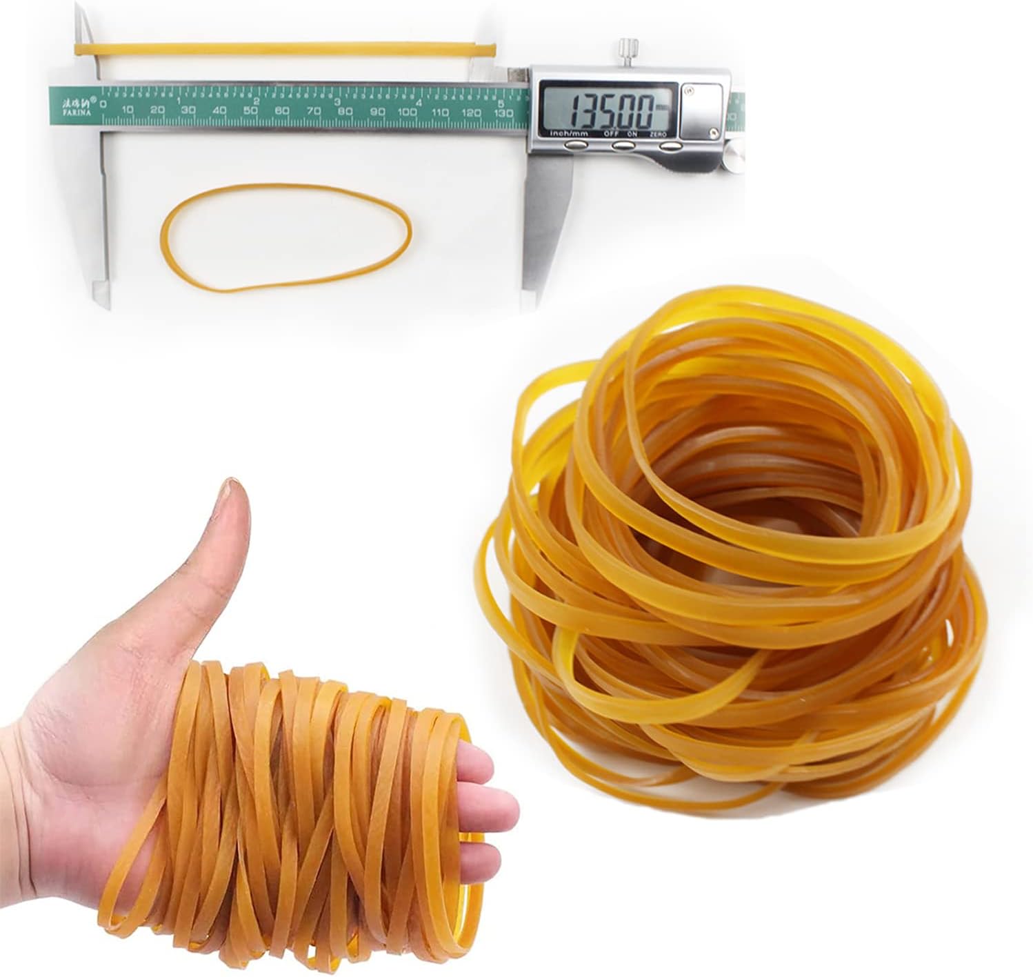 100 Rubber Elastic Bands, 60x3mm Natural Rubber Rings, Household Rubber