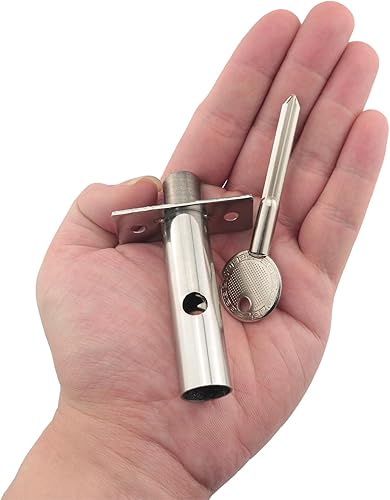 Miniatura 5 de JianLing 1 juego de acero inoxidable oculto de gestión de tubería de pozo de llave cerradura con tornillos 2.362 in mantenimiento cerradura de