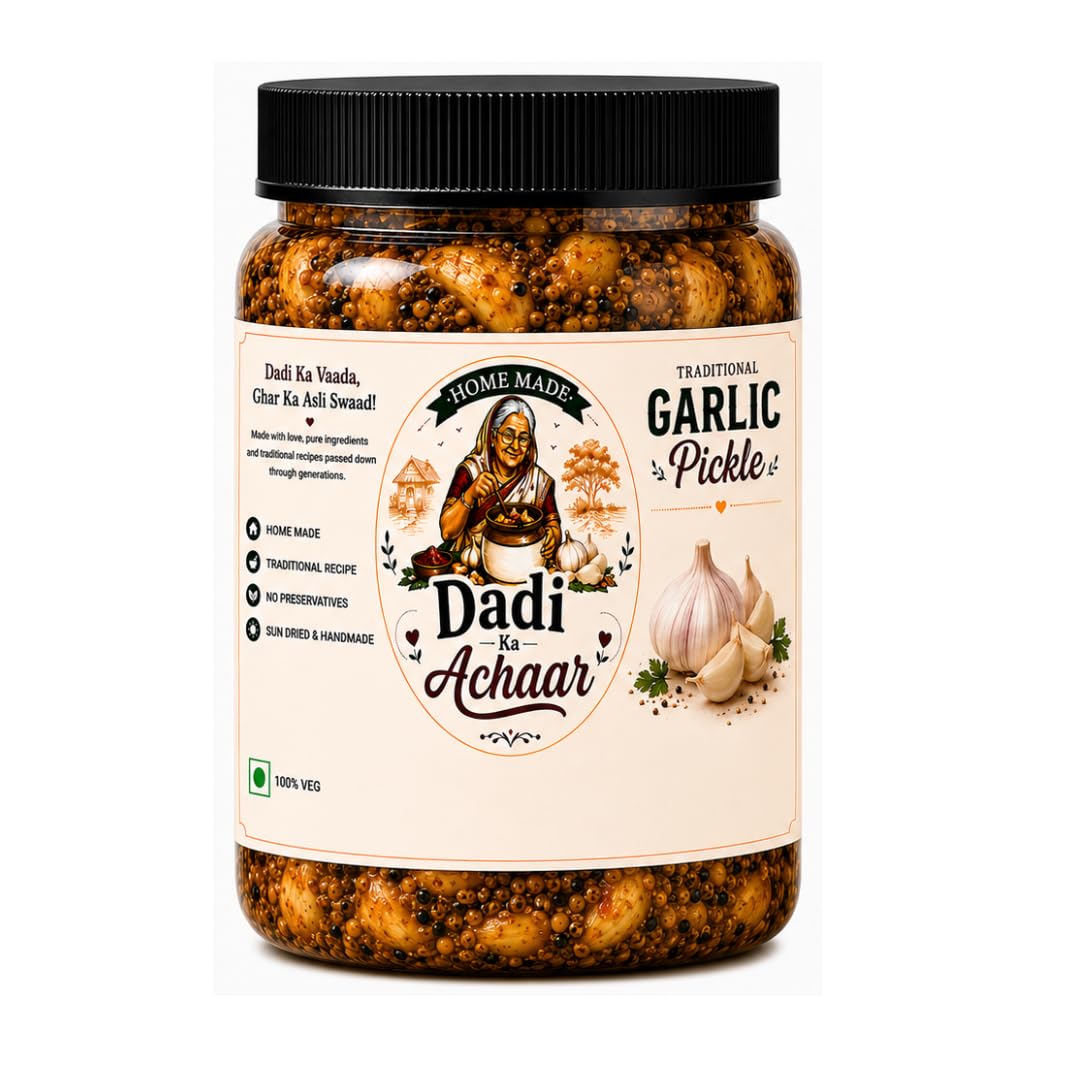 Home Made Garlic Pickle (Lahsun Ka Achaar) 250g | Dadi Ka Achaar | Garlic Pickle Traditional Indian Achar Made in Pure Mustard Oil | No Artificial Colours or Preservatives | Sun-Dried & Handmade-image-27