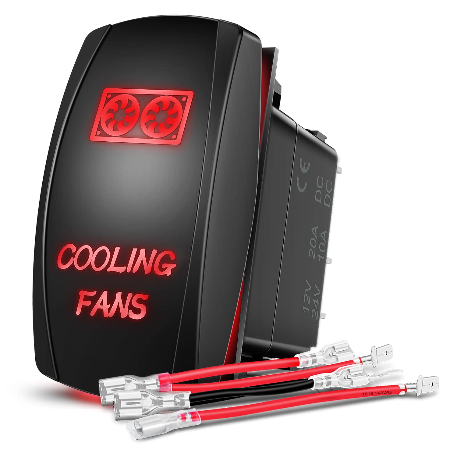 Nilight Cooling Fans Rocker Switch with Jumper Wires Set 5Pin Laser Red