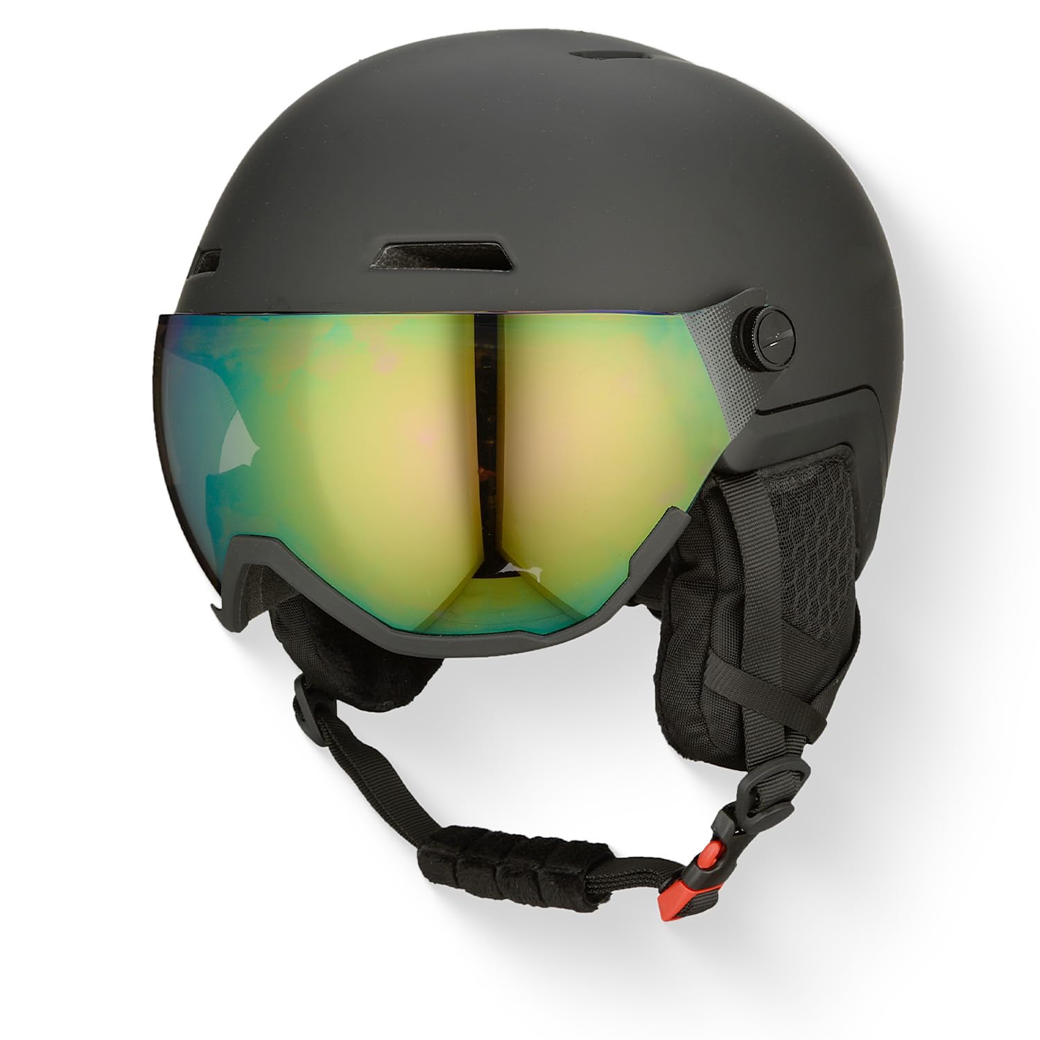 GOOFF Xtreme Casco da sci con visiera – Casco da sci con occhiali da sci – Ventilazione utilizzabile anche con i guanti sul casco, cuscinetti auricolari rimovibili per le giornate calde – offre la