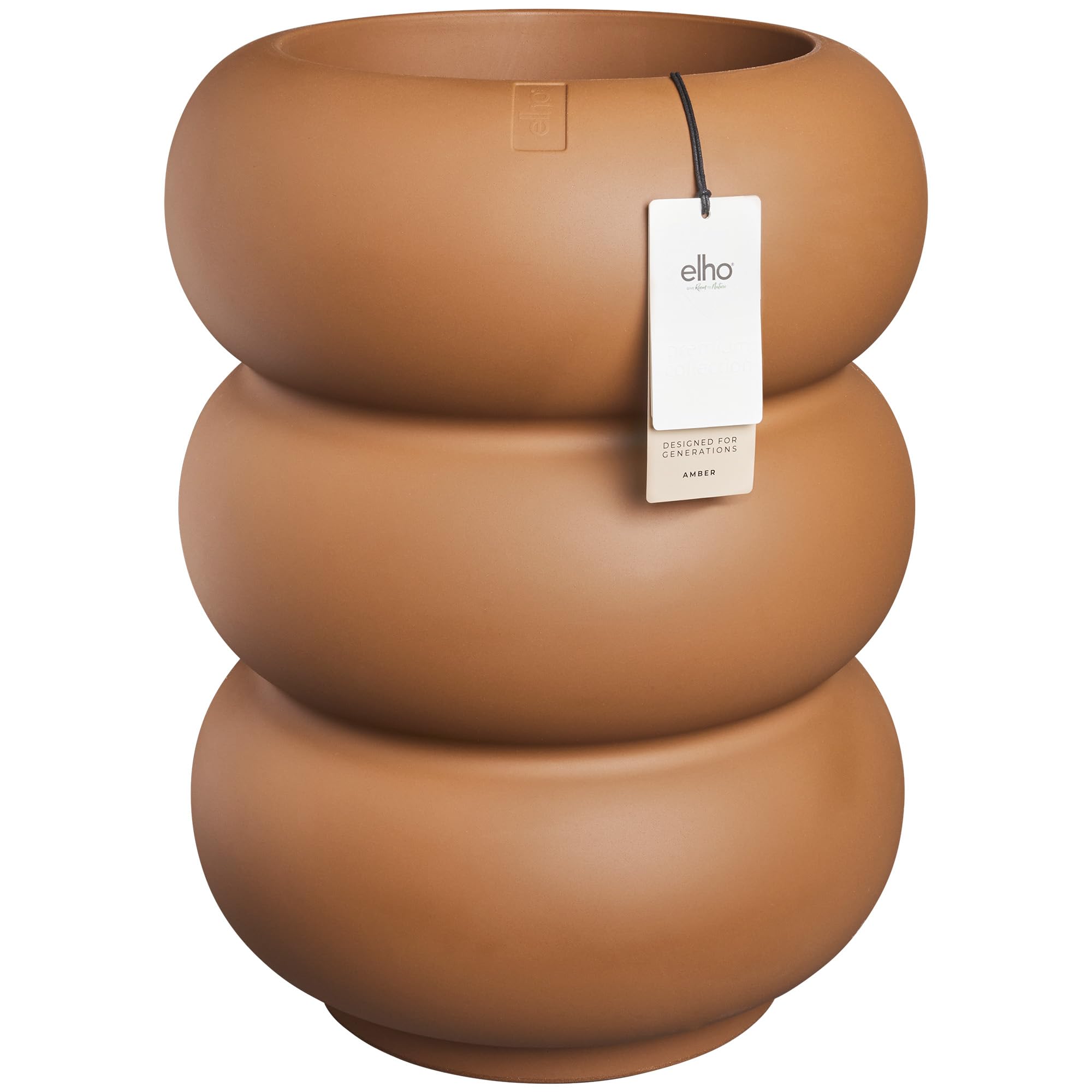 Elho Amber Roll High 43cm Plastic Plant Pot - Brown