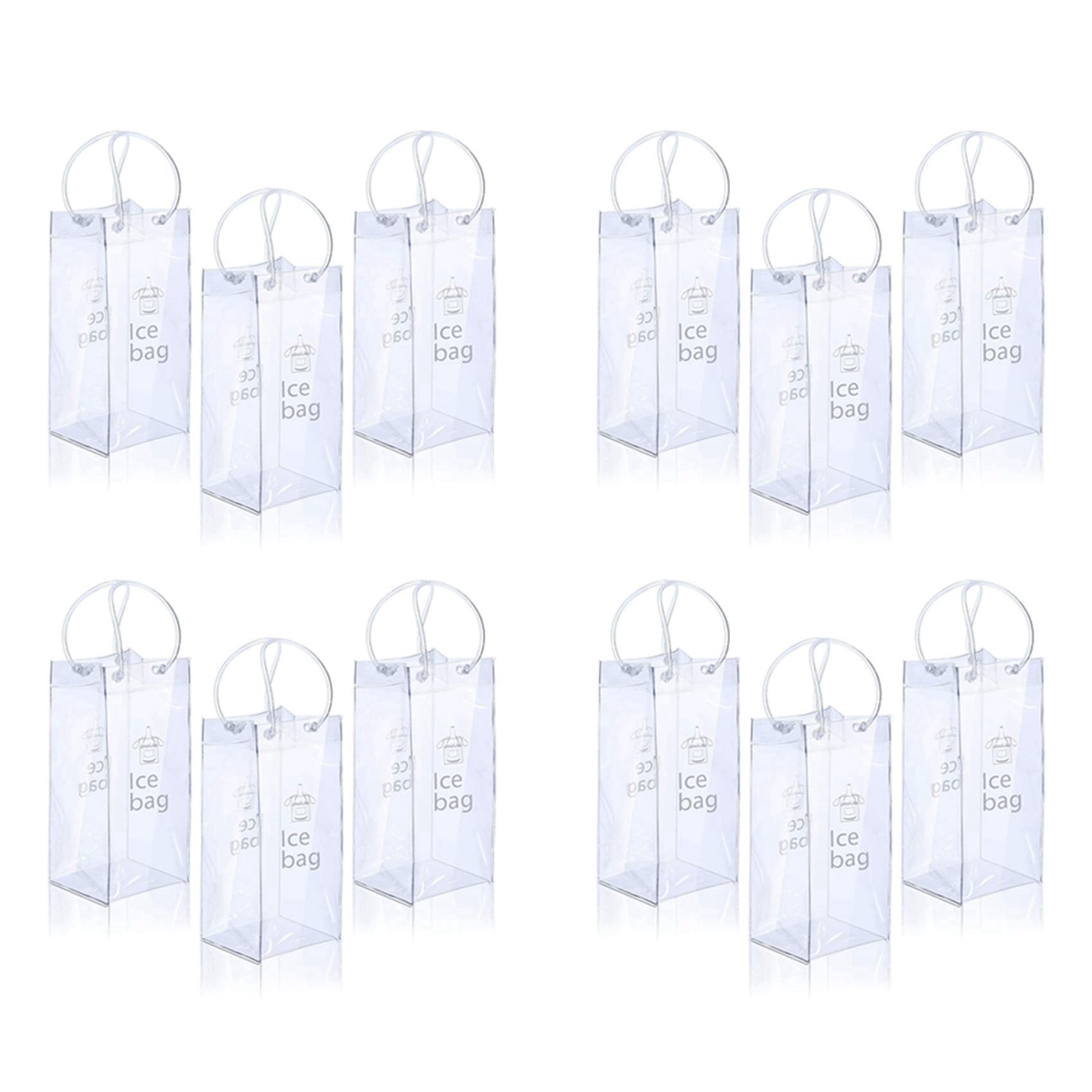 Hndhbfgrt 12 Pieces Portable Ice Wine Bag Wine Cooler Bag PVC Wine Pouch Bags with Handle for Champagne, Cold Beer, Wine