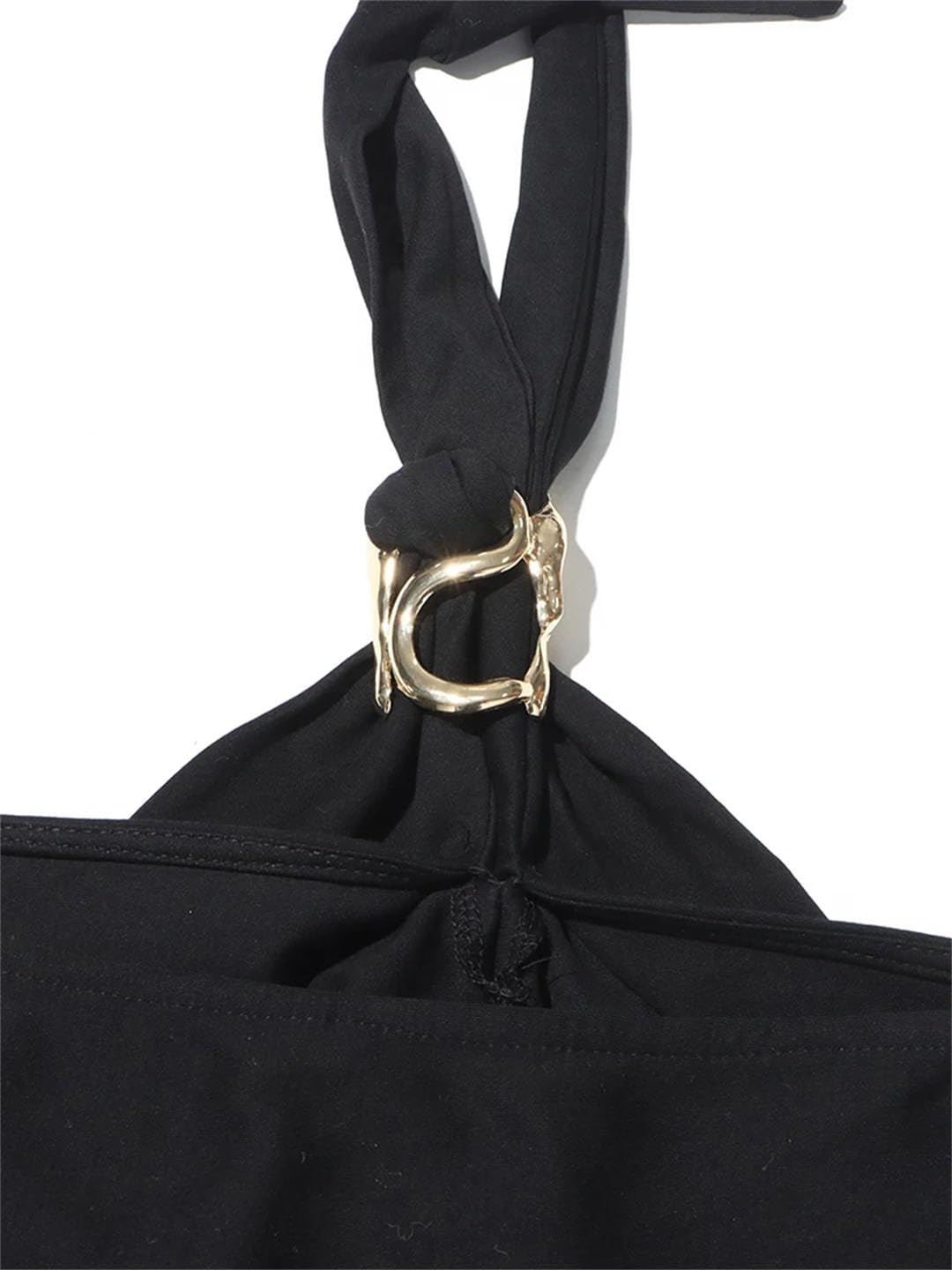 Donne Solido Sexy Split Vest per Halter Senza Maniche Backless Patchwork Fibbia Metallo Dimagrante Designer Canotta