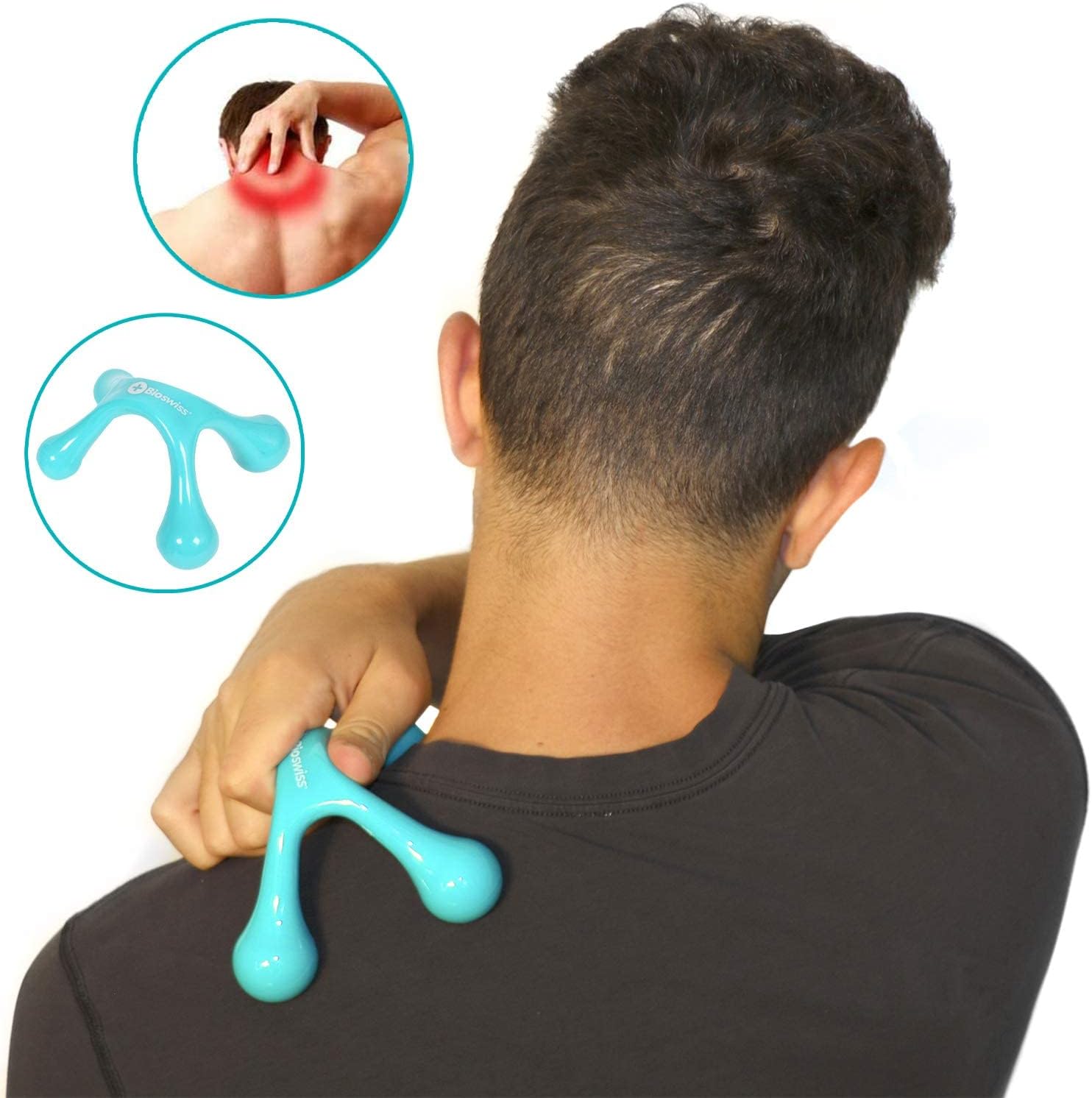 BioSwiss Hand Held Massagers Back Deep Tissue – Neck and Back Manual Massage Tools – Handheld Palm Full Body 4-Legged Acupressure Gentle Self Massager Pressure Point Massage Tools : Health & Household
