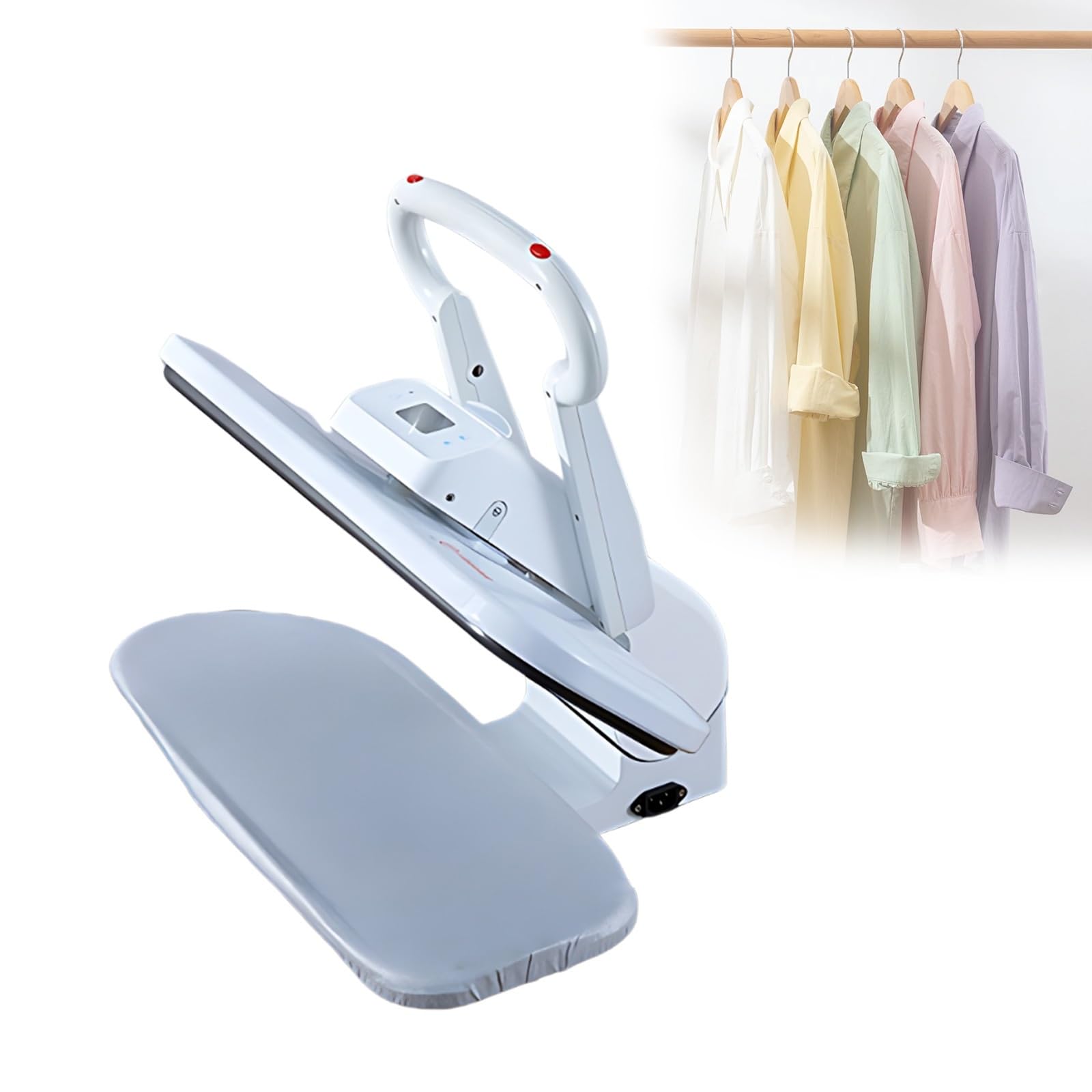 Acabado de vapor para camisas, pantalones y uniformes con pantalla LED, potencia de 1200 W, 5 preajustes de tela, gran superficie para hoteles y hogares