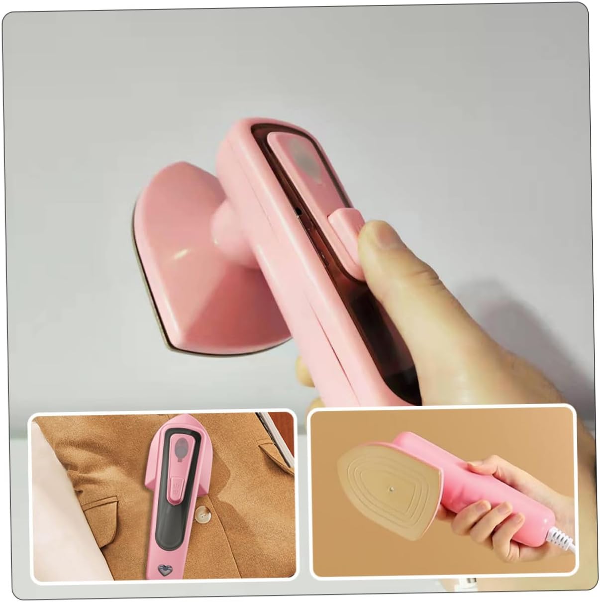 Portable Handheld Electric Garment Steamer with US and Cn Plug Professional Vertical and Horizontal Steam Iron for Clothes Curtains and Fabrics Compact Travel-friendly Design Pink