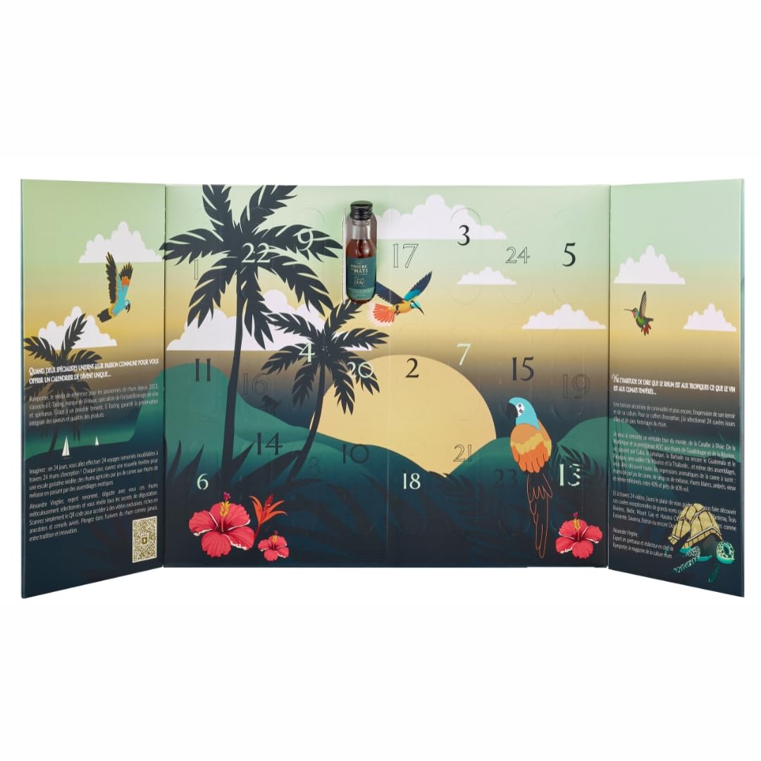 Calendario de Adviento Ron – Caja de degustación con 24 mini rones de 20 ml – “La Vuelta al Mundo de los Rones” de Rumporter – Para hombres y mujeres
