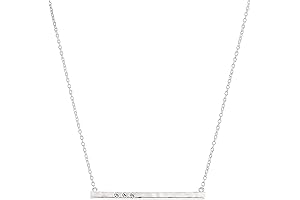 Dotted Line Pendant Necklace with Crystals in Sterling Silver, 18" + 2"