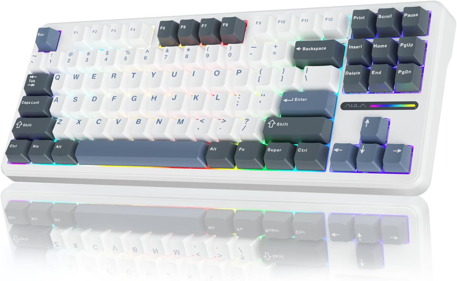 - F87 Wireless Mechanical Keyboard, 75% TKL Custom Hot Swappable Gaming Keyboards with PBT Keycaps, Pre-lubed Greywood Switches, RGB Backlit Creamy Keyboard, 2.4GHz/USB-C/BT5.0