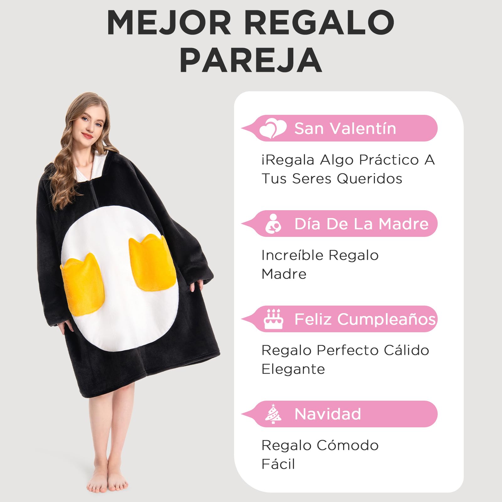 OLAOLA Sudadera con Capucha de Gran Tamaño para Adultos, Manta de Forro Polar Sherpa con Mangas y Bolsillos, Suave Cálida y Acogedora Sudadera Manta para Mujer Hombre